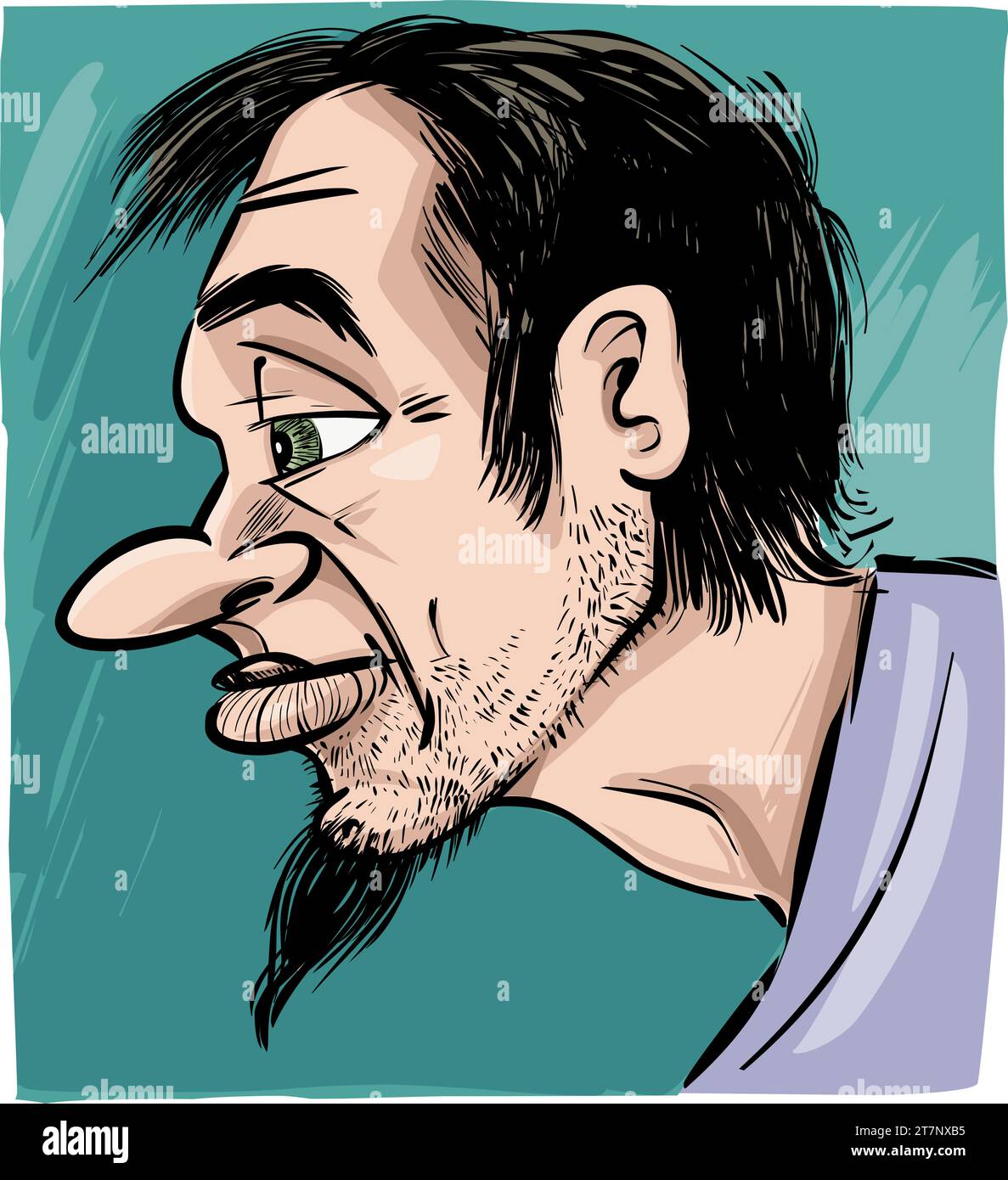 illustrazione caricatura del profilo dell'uomo con barba Illustrazione Vettoriale