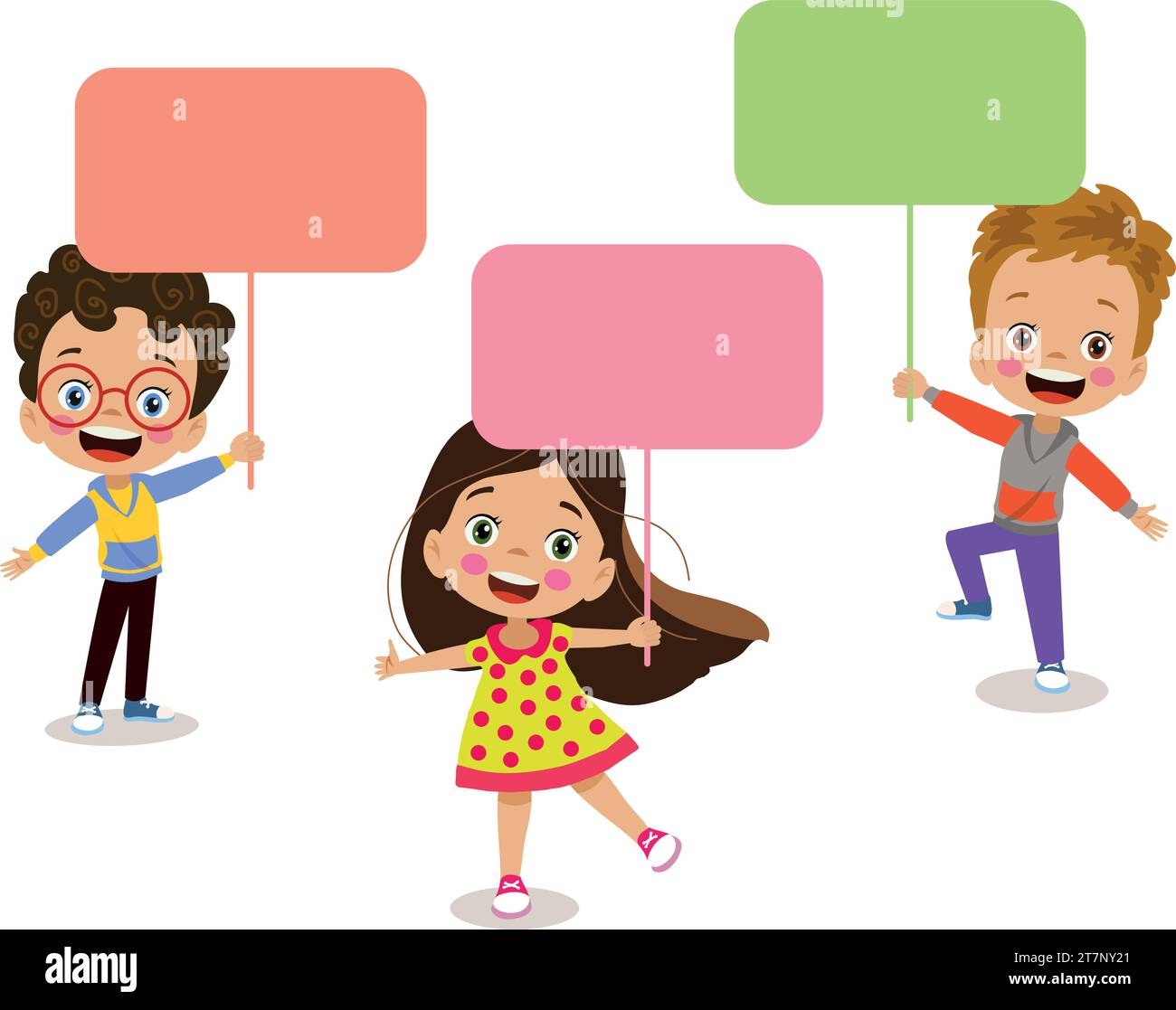 simpatici bambini che tengono in mano il tuo testo Illustrazione Vettoriale