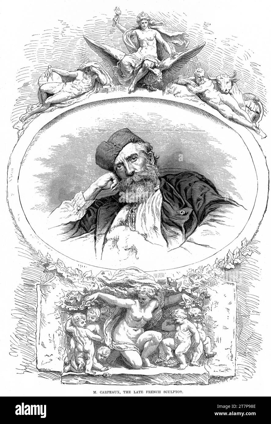 1875 c., Parigi , FRANCIA : il pittore e scultore francese JEAN-BAPTISTE CARPEAUX ( Jean Baptiste , 1827 - 1875 ). Incisore conosciuto , ritratto da una foto di NUMA BLANC , Parigi . Pubblicato sulla rivista britannica Illustrated Sporting and Dramatic News , 6 novembre 1875 , Londra . - SCULTURA - SCULTURA - SCULTURA - SCULTORE - ARTE - FOTO STORICHE - STORIA - FRANCIA - barba - PITTORE - illustrazione - illustrazione - incisione - Archivio GBB Foto Stock