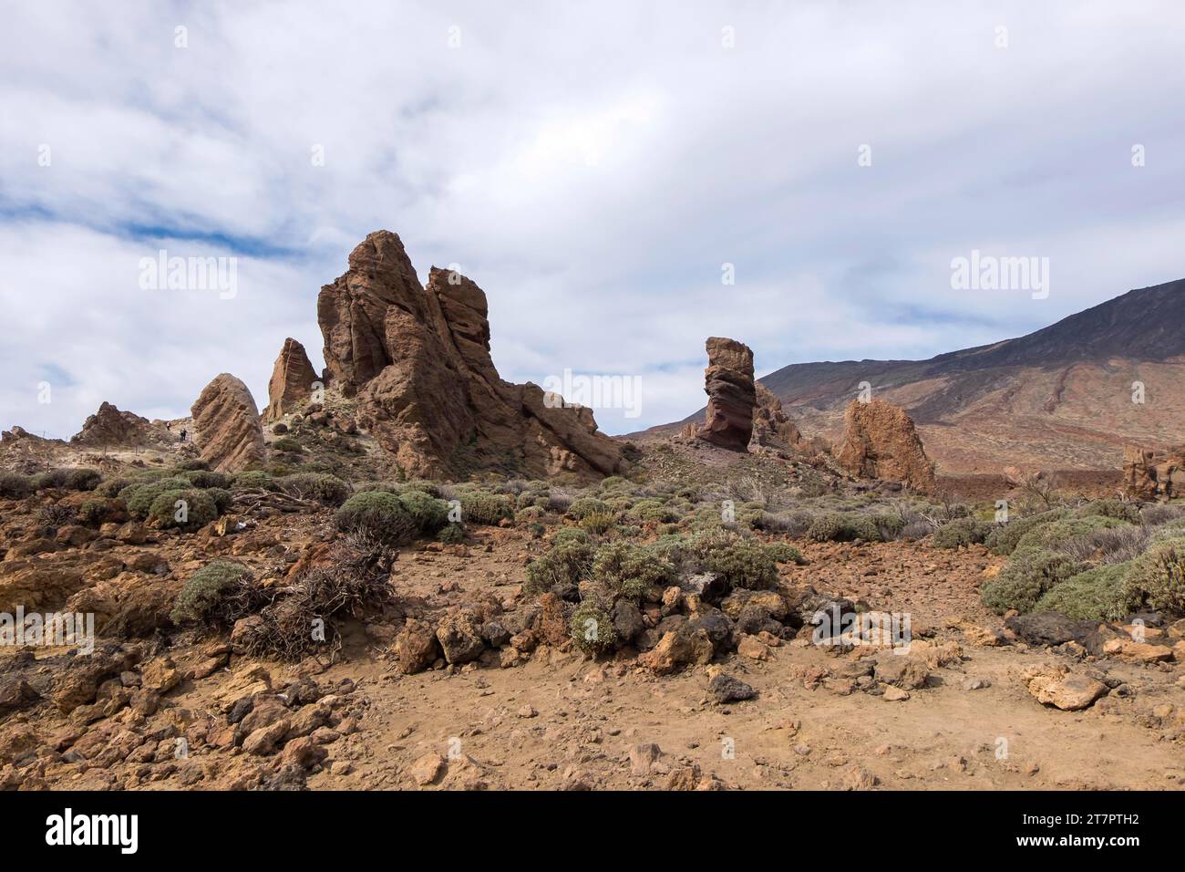Ago di roccia di Roque Chinchado, Roques de Garcia nella Caldera de las Canadas, Parco Nazionale del Teide, sito patrimonio dell'umanità dell'UNESCO, Tenerife, Canarie Foto Stock