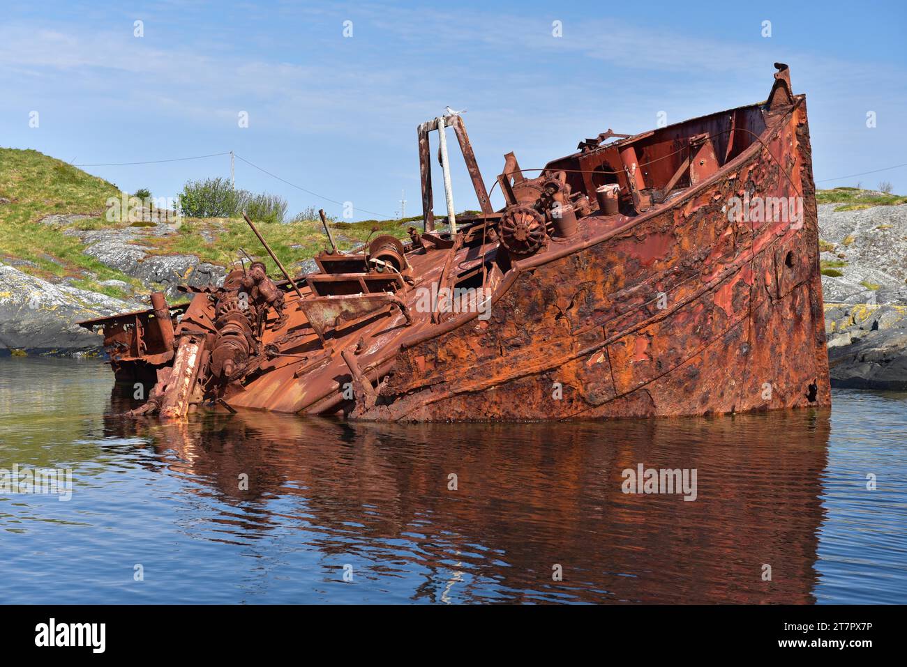 Naufragio sulla Atlantic Road in Norvegia Foto Stock