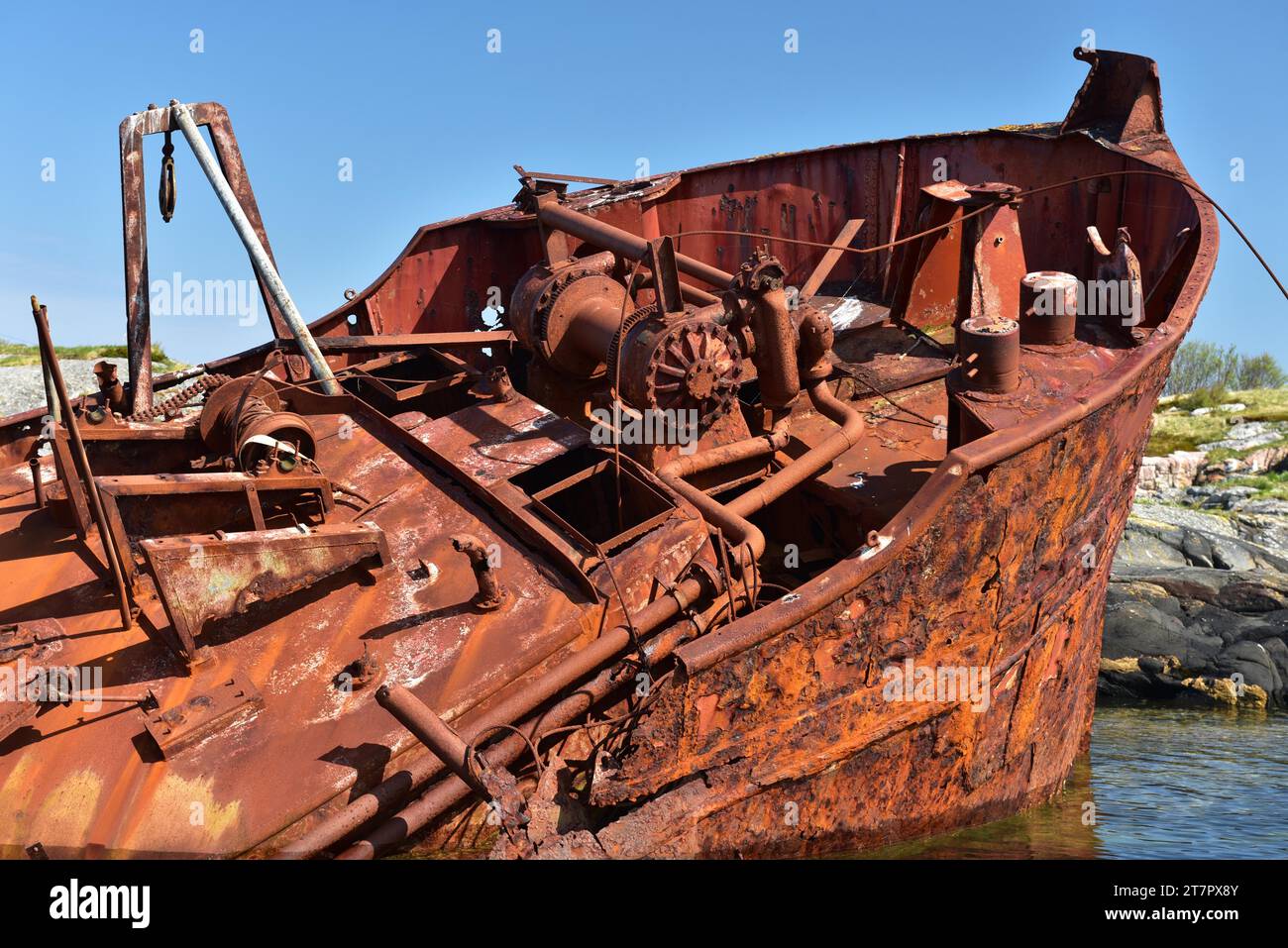 Naufragio sulla Atlantic Road in Norvegia Foto Stock