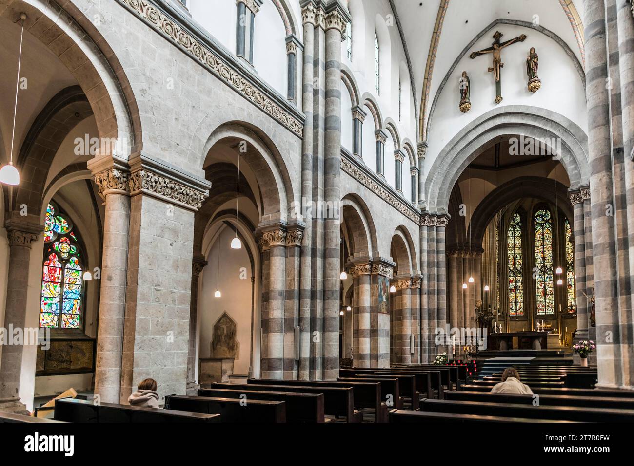 Chiesa romanica, interno, Chiesa domenicana di Sant'Andrea, Colonia, Renania settentrionale-Vestfalia, Germania Foto Stock