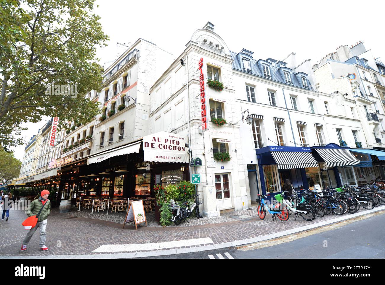 Ristorante francese au Pied de Cochon in Rue Coquillière a Parigi, Francia. Foto Stock