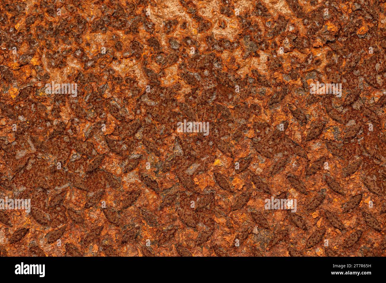 Metallo ruggine. Piastra di ferro arrugginito. Struttura grunge invecchiata del settore in acciaio arrugginito immagine superficiale con dettagli macro elevati sporca. Foto Stock