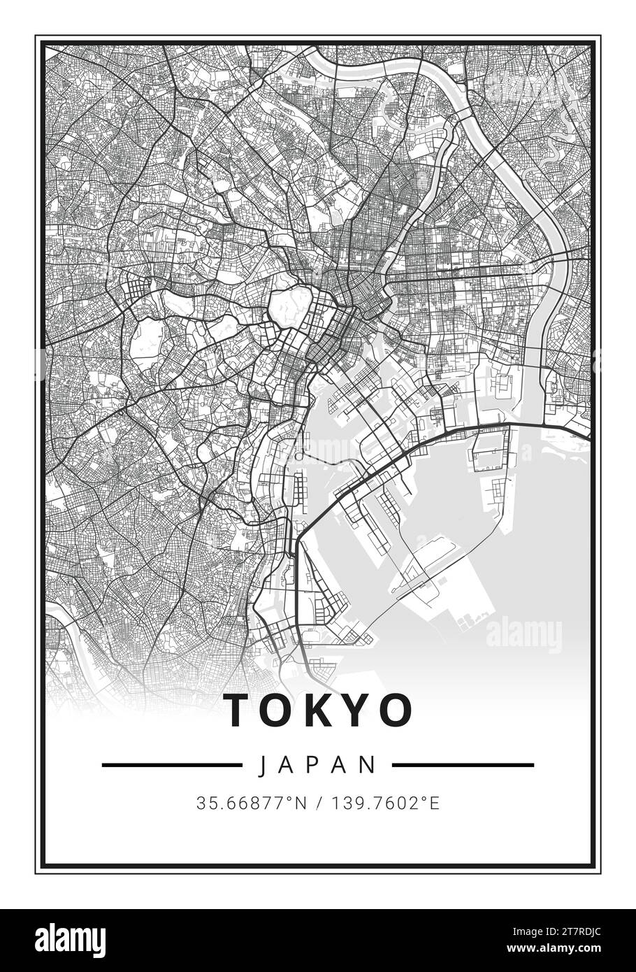 Arte della mappa stradale della città di Tokyo in Giappone Foto Stock