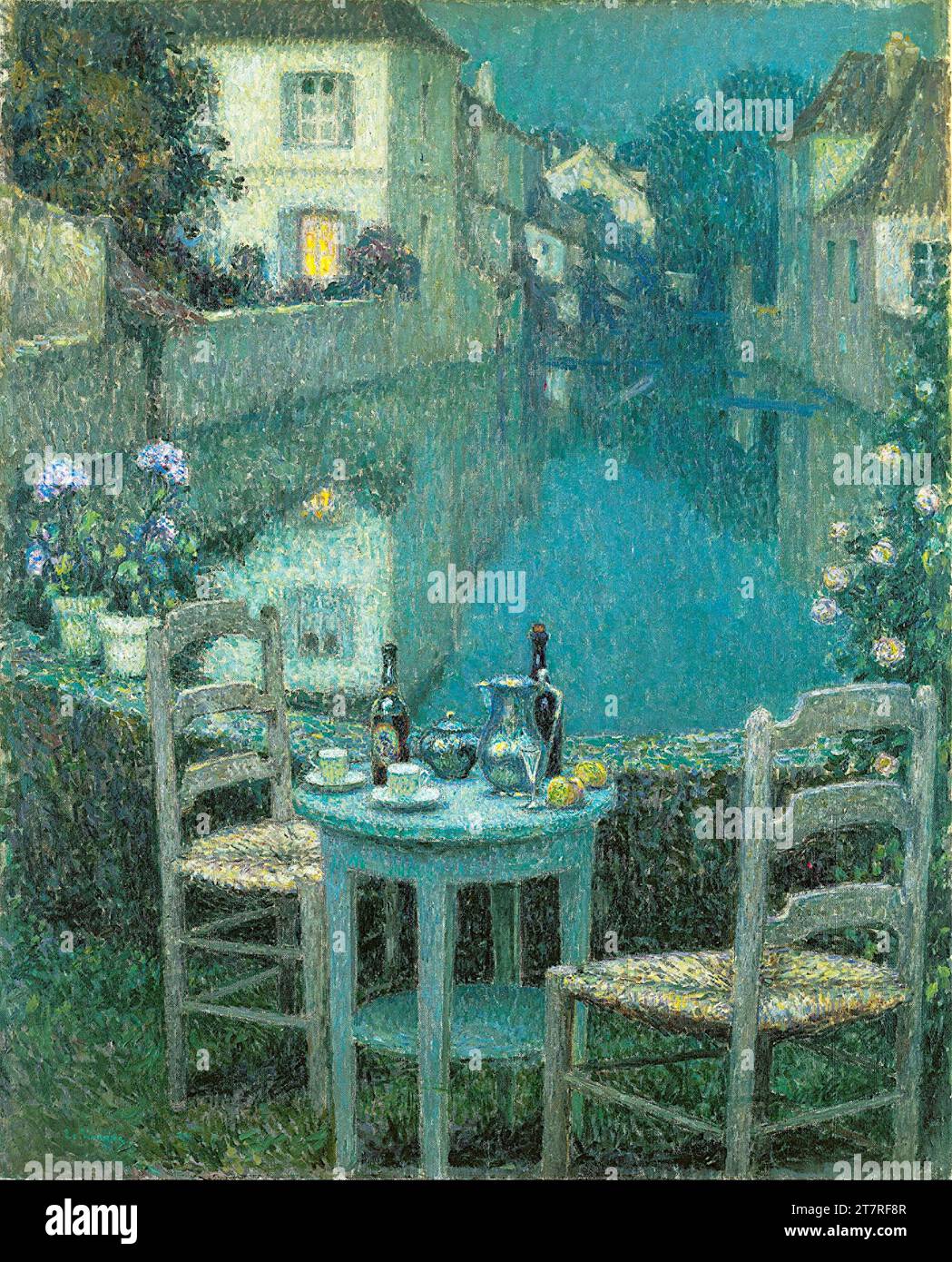 Henri le Sidaner - piccolo tavolo nel tramonto serale - 1921 Foto Stock