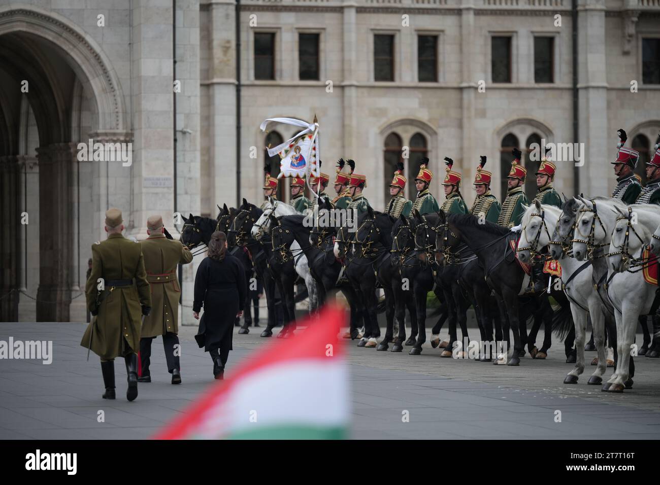 Budapest, Ungheria - 15 marzo 2023: Il presidente ungherese Katalin Novak in occasione della festa nazionale ungherese. Foto Stock