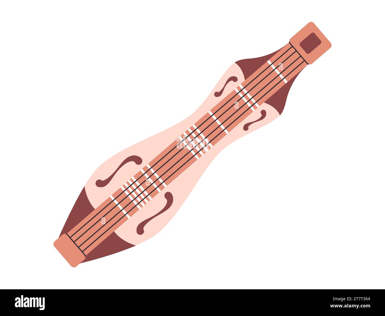 dulcimer appalachiano di colore marrone, antiche attrezzature per strumenti musicali suonano musica folk tradizionale vintage Illustrazione Vettoriale