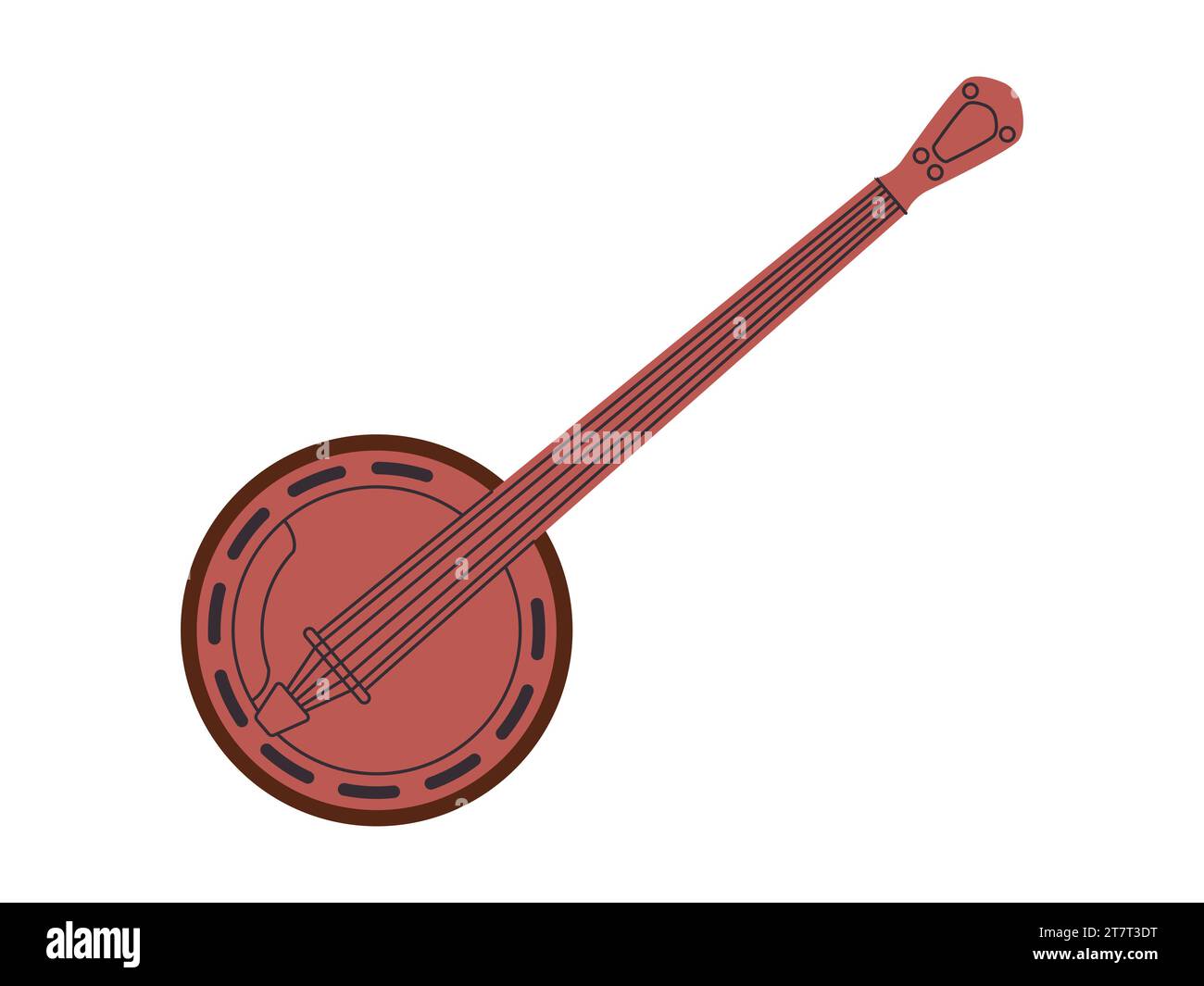 lo strumento musicale banjo bluegrass di colore marrone suona melodia ritmo sonoro musica folk attrezzatura tradizionale Illustrazione Vettoriale