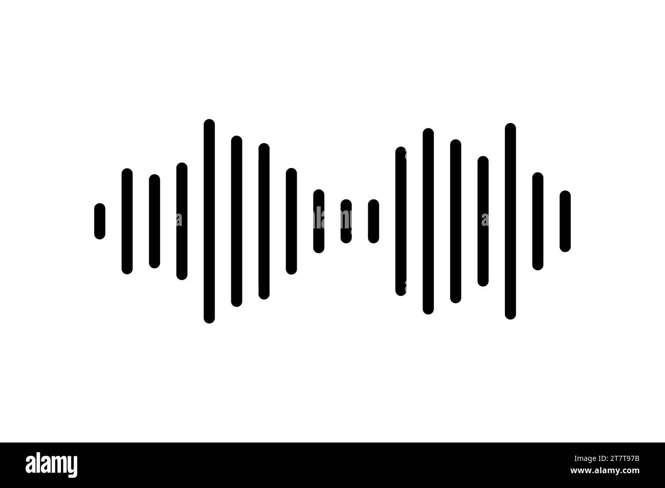 Icona della forma d'onda sonora o dei messaggi vocali. Forma d'onda musicale, riproduzione radio. Linea equalizzatore audio. Illustrazione vettoriale Illustrazione Vettoriale
