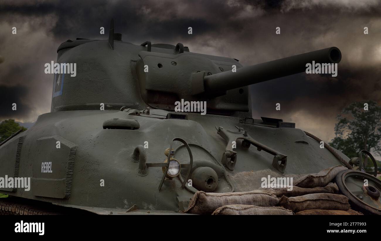 Il M4 Sherman, ufficialmente Medium Tank, M4, era il serbatoio medio più usato dagli Stati Uniti e dagli Alleati occidentali nella seconda guerra mondiale Foto Stock