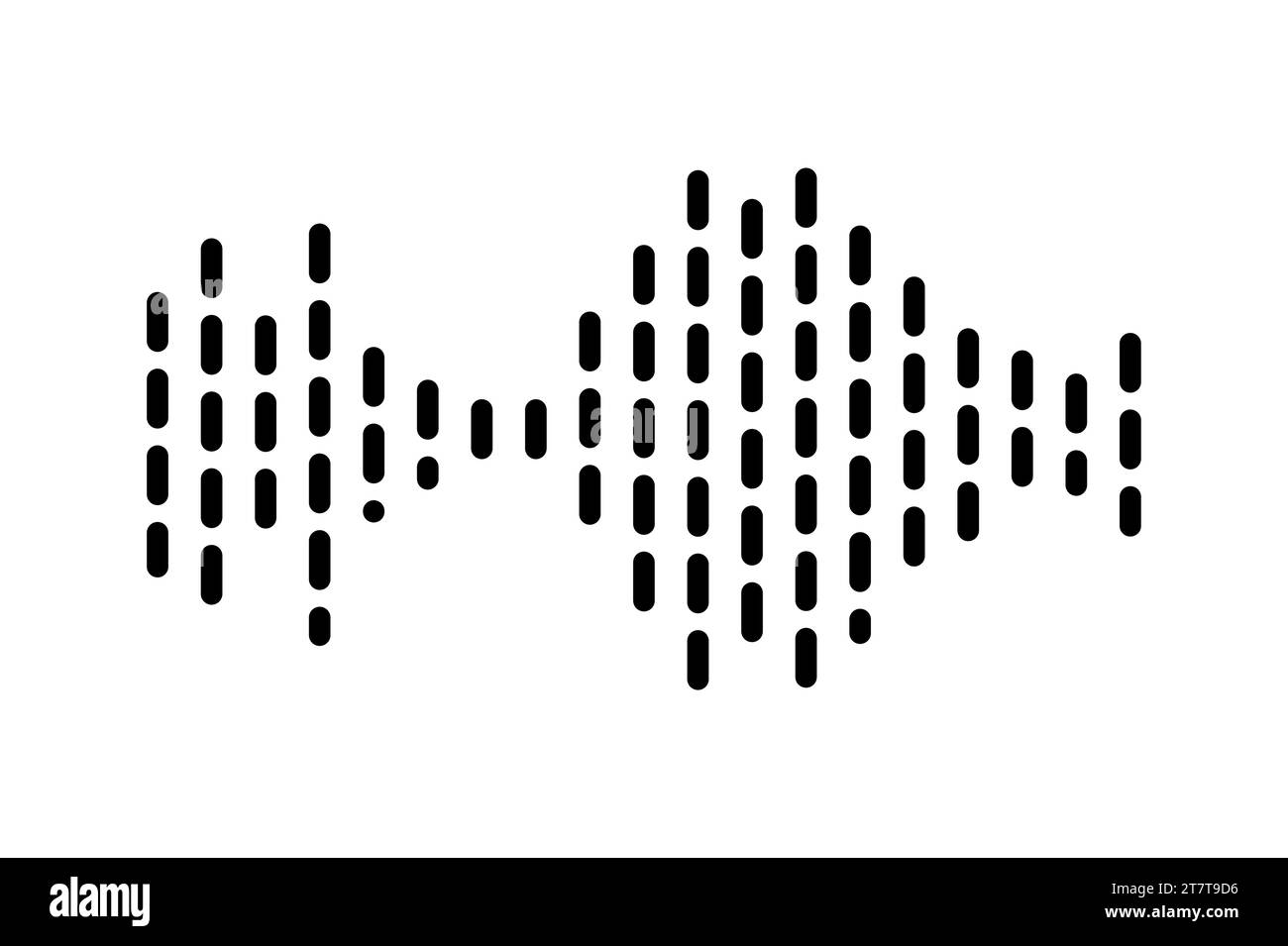 Icona della forma d'onda sonora o dei messaggi vocali. Forma d'onda musicale, riproduzione radio. Linea equalizzatore audio. Illustrazione vettoriale Illustrazione Vettoriale