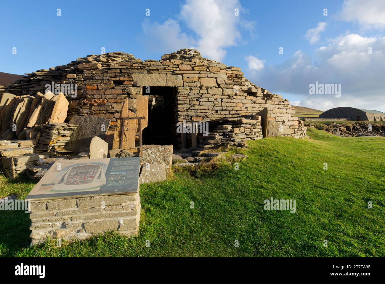 Midhowe Broch, Rousay, Isole Orcadi Foto Stock