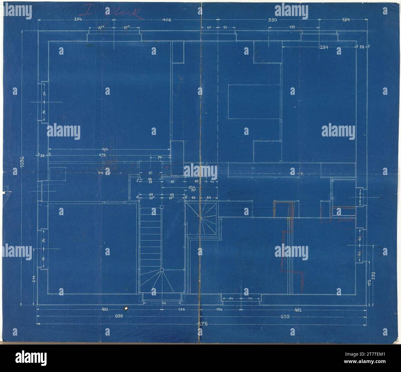 Adolf Loos (Entwerfer in) Haus Hans and Anny Moller, Vienna XVIII., Starkfriedgasse 19, planimetria, 1° piano. Blueprint 1927-1928 , 1927/1928 Foto Stock