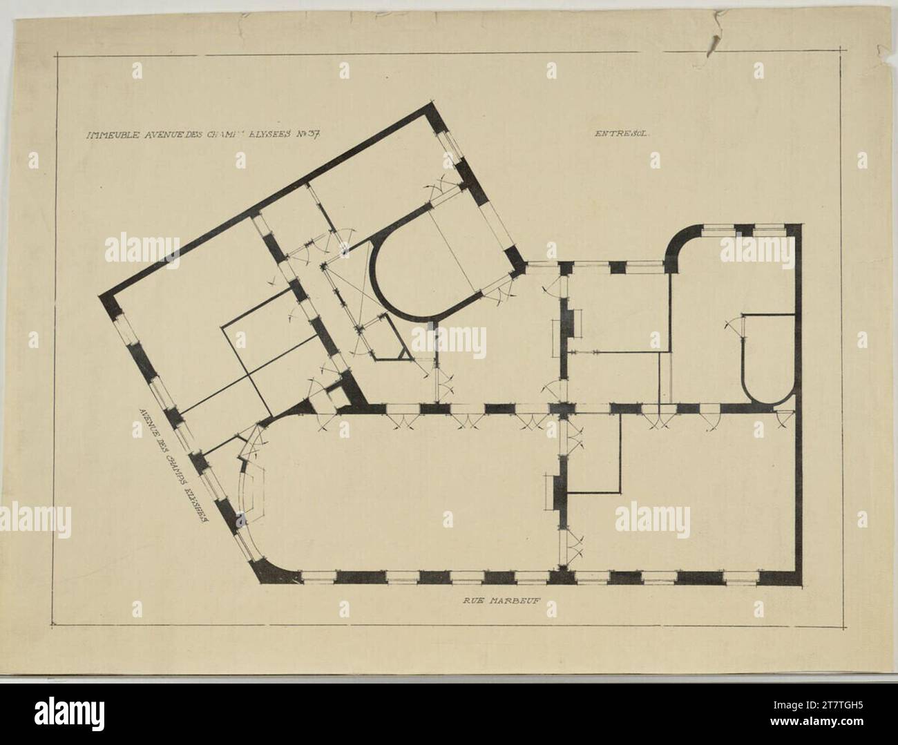 Adolf Loos (Entwerfer in) House Champs Elysées No 37, Parigi, planimetria. Stampa Foto Stock