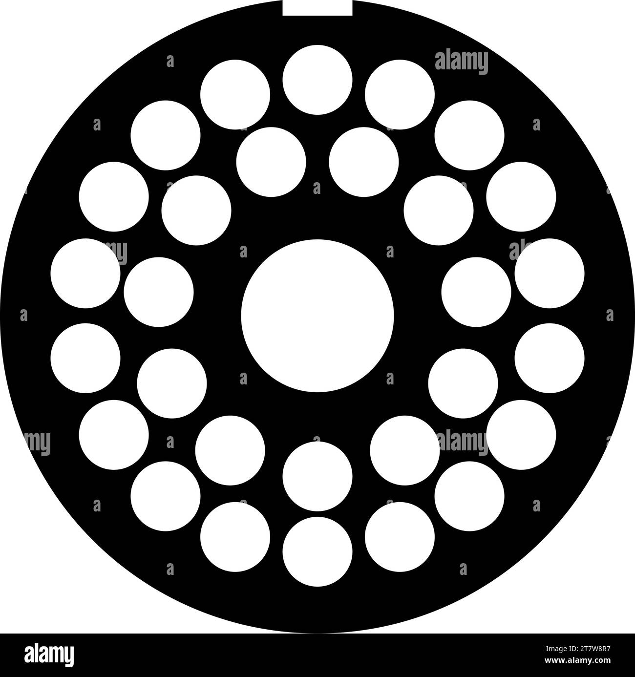 Grata per piastra macinacaffè dispositivo tritacarne per far crescere poco profondo l'icona del setaccio a reticolo di carne colore nero illustrazione vettoriale immagine semplice stile piatto Illustrazione Vettoriale