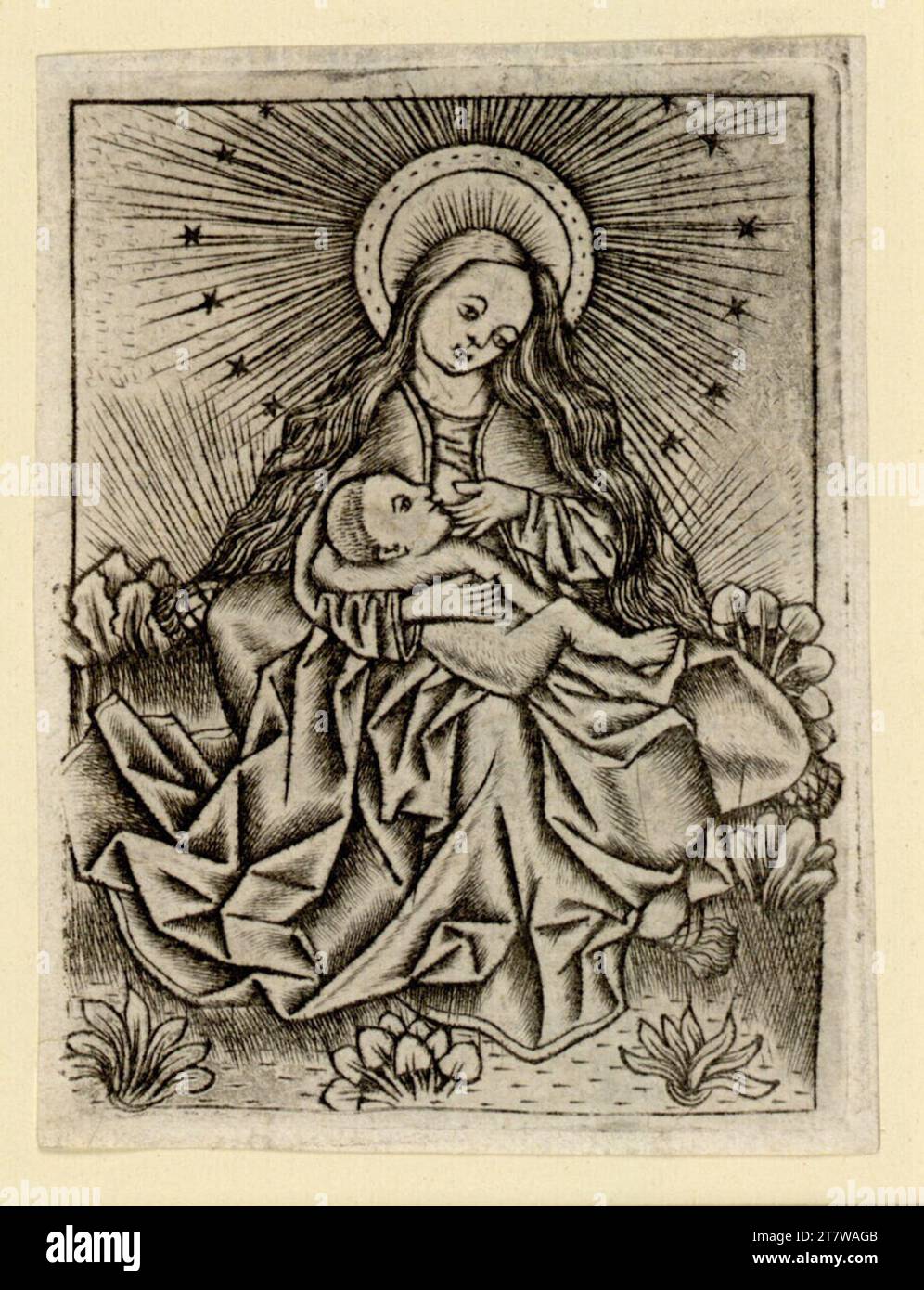 Meister des Dutuitschen Ölbergs la Madonna, il bambino che allatta. Stampa in rame 1450-1470 , 1450/1470 Foto Stock