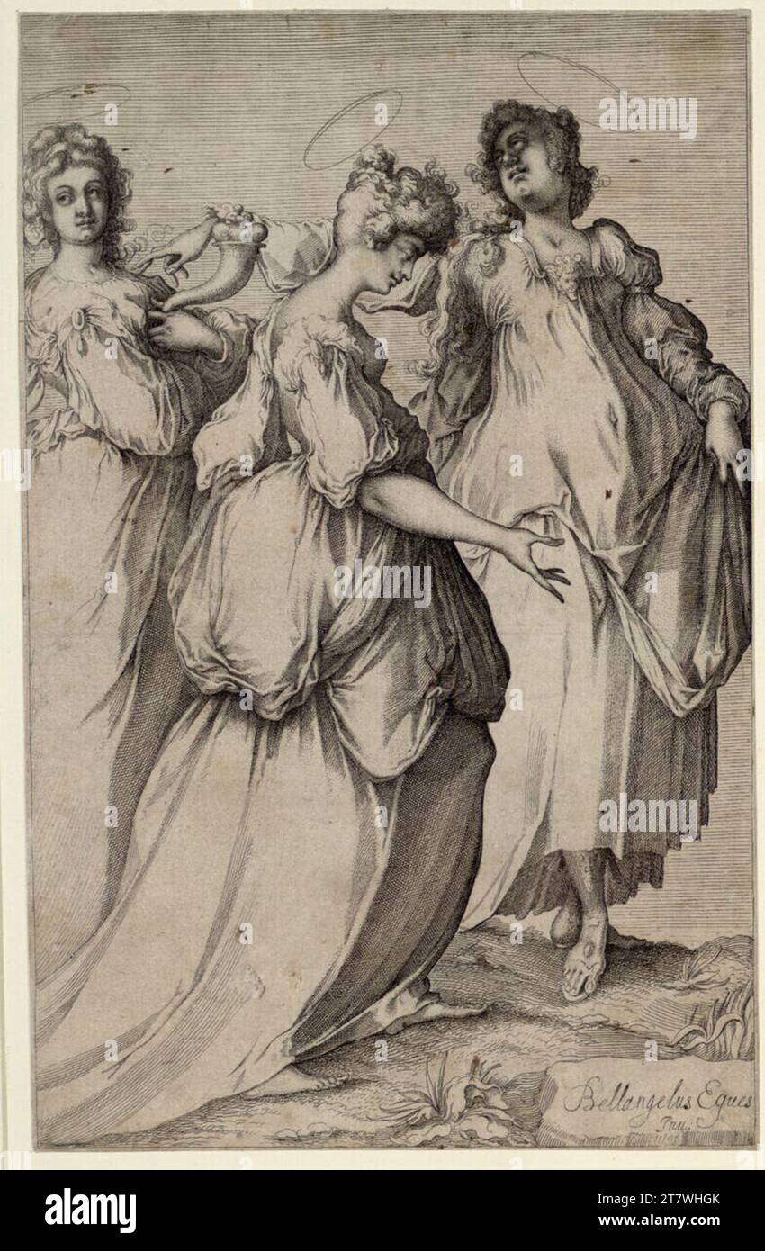 Jacques Bellange tre donne sante. incisione 1. Hälfte 17. Secolo Foto Stock