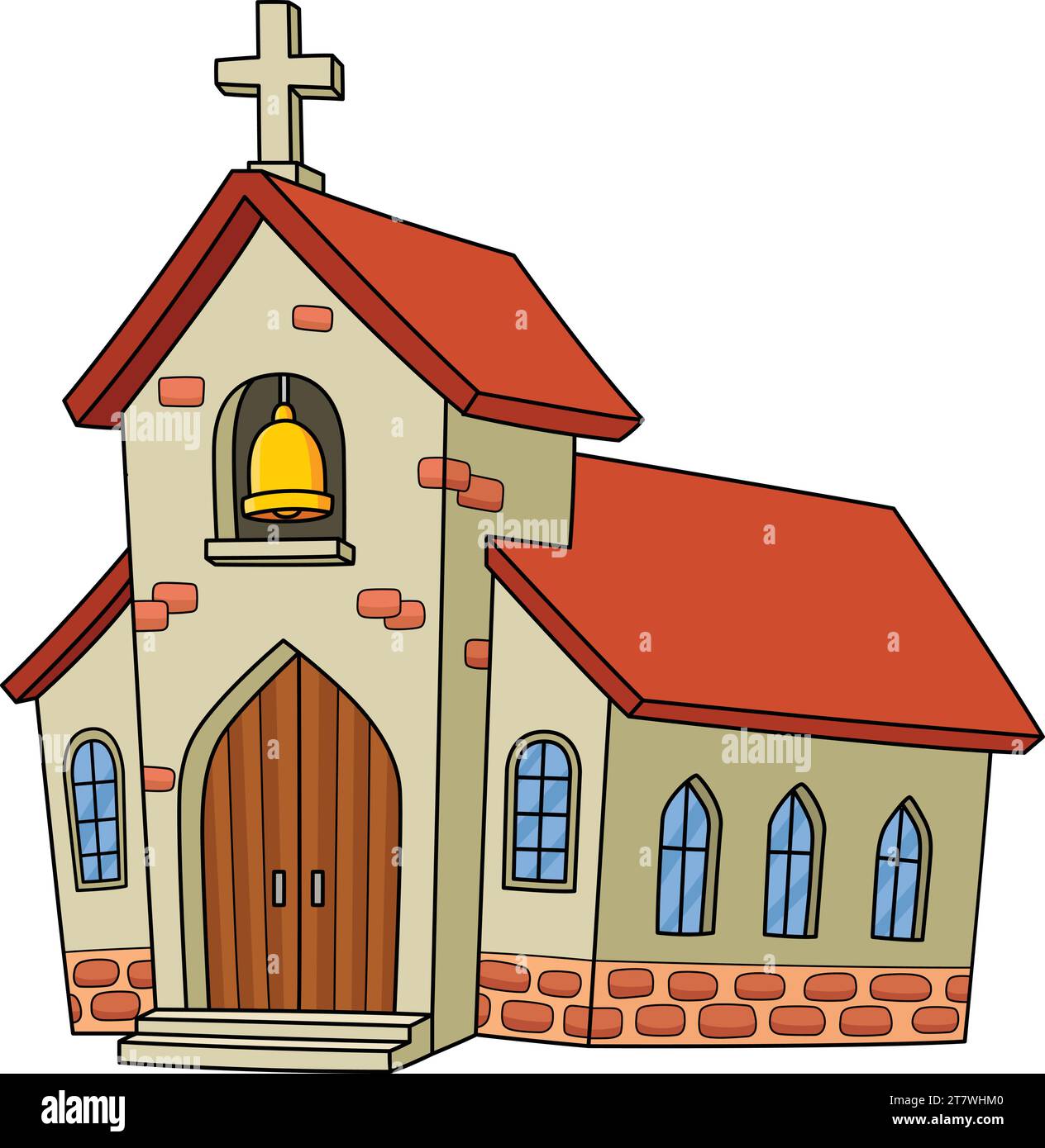 Chiesa cristiana Cartoon Colored Clipart Illustrazione Vettoriale