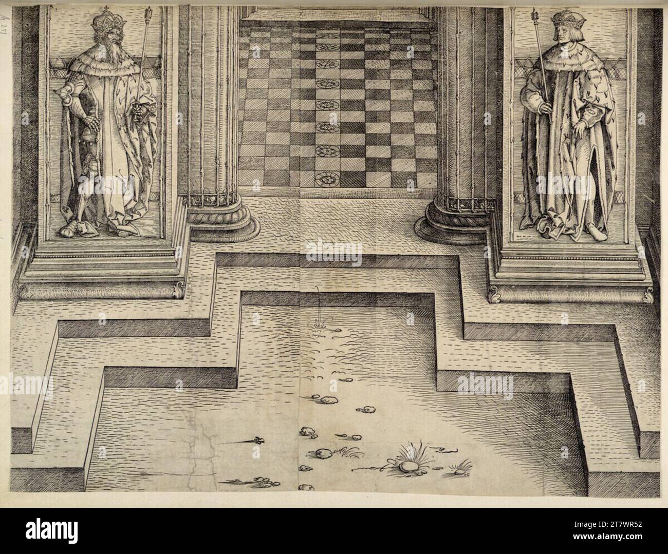 Albrecht Dürer (laboratorio) porta onoraria dell'imperatore Massimiliano i, portale Mittel, A 1. Woodcut 1515 , 1515 Foto Stock