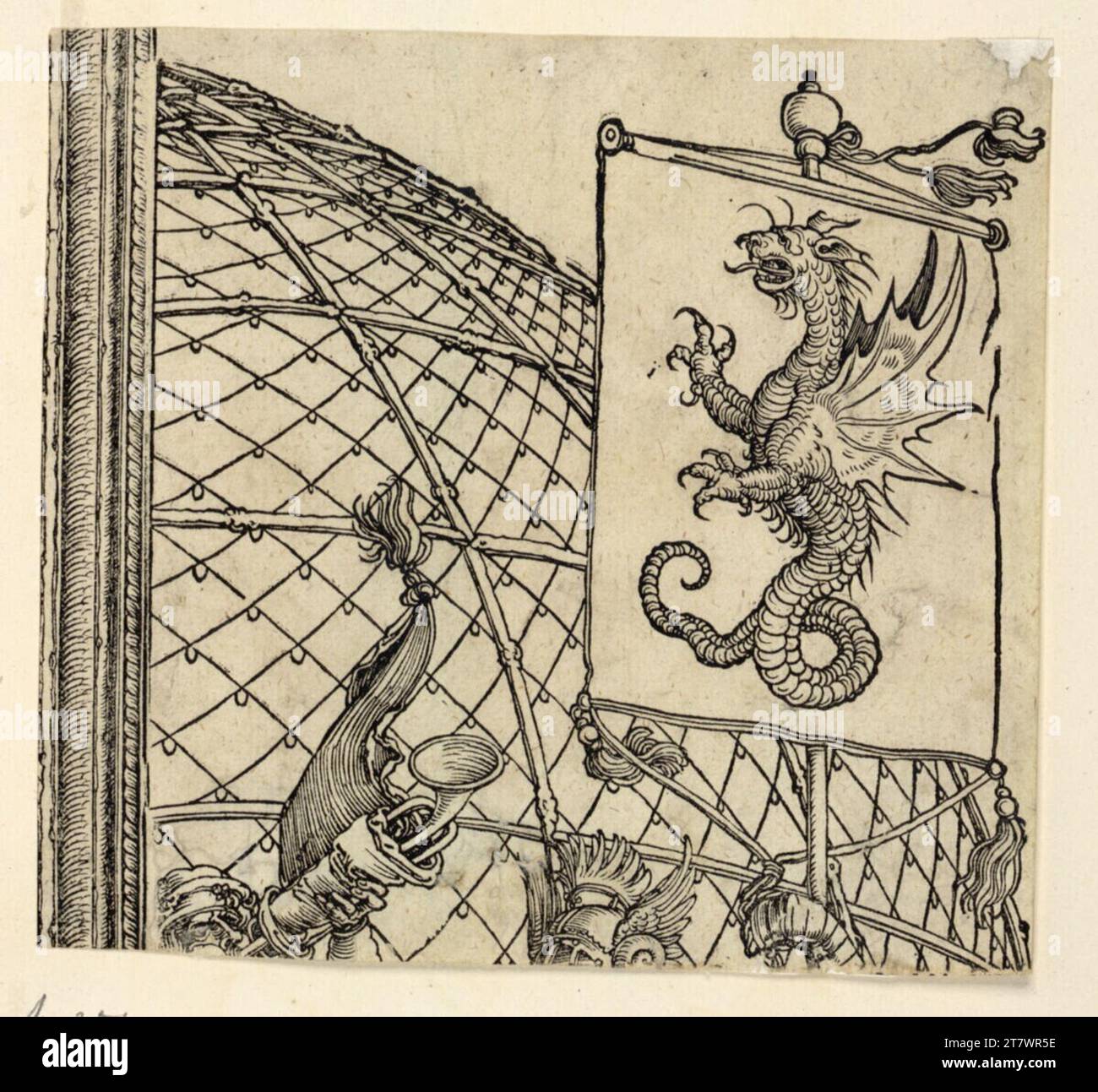 Albrecht Dürer Standard (porta onoraria dell'imperatore Massimiliano i, coppia interna destra di coppie esterne, B', corona). Woodcut 1515 , 1515 Foto Stock