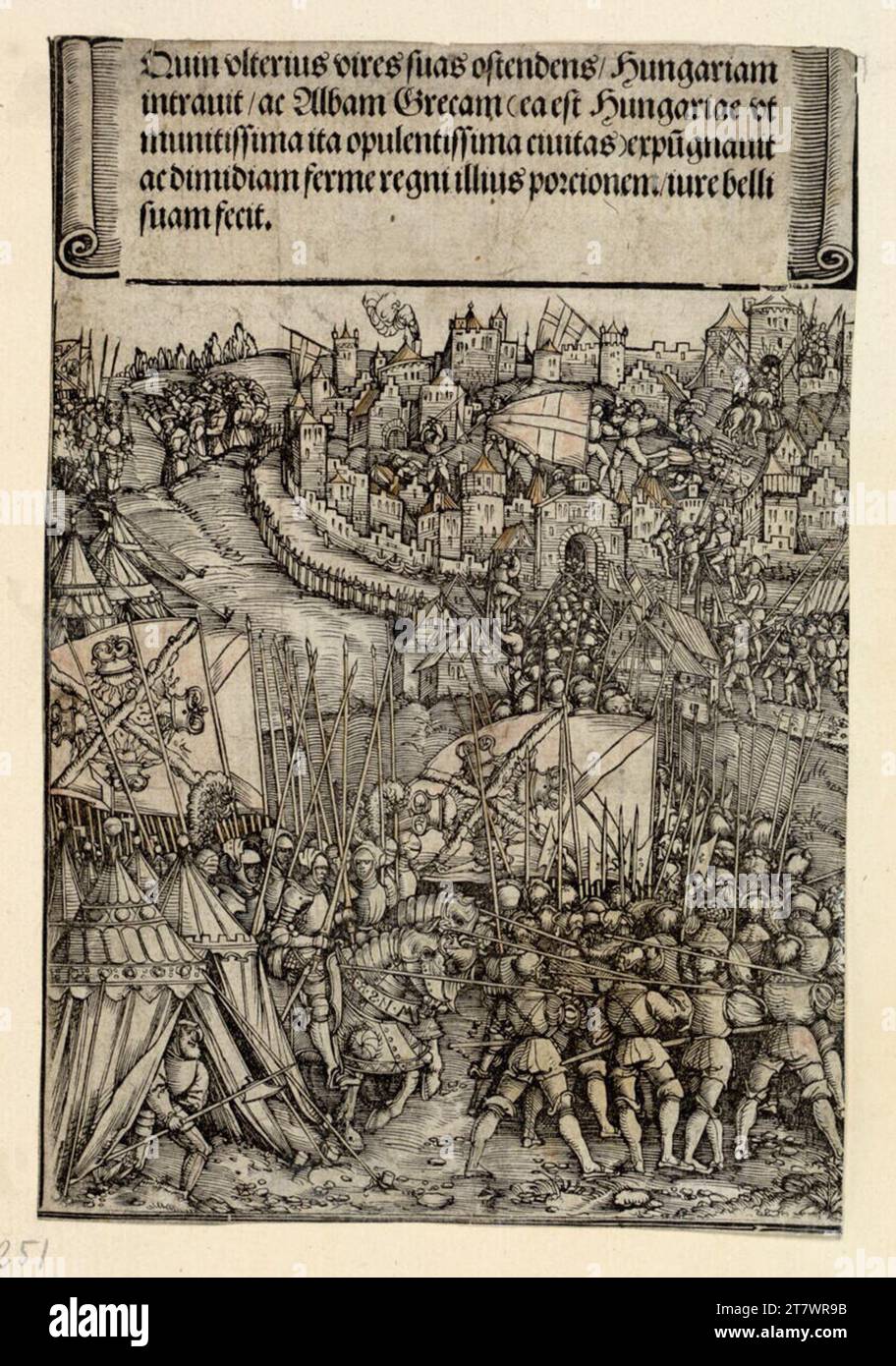 Albrecht Dürer (officina) conquista ungherese 1490 (la porta onoraria dell'imperatore Massimiliano I., rappresentazioni storiche, C '2,2). Tagliato di legno, colorato 1515 (Separatausgabe C, lateinisch, intorno al 1520) , 1515 Foto Stock