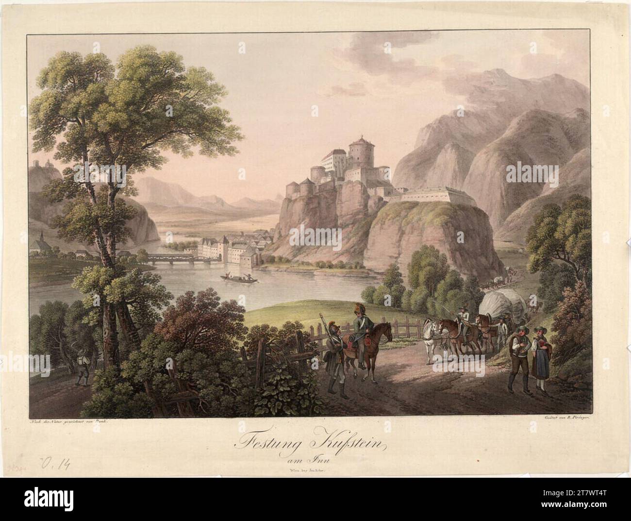 Ferdinand Runk Fortress Kufstein. Incisione, colorata 1801-1805 , 1801/1805 Foto Stock