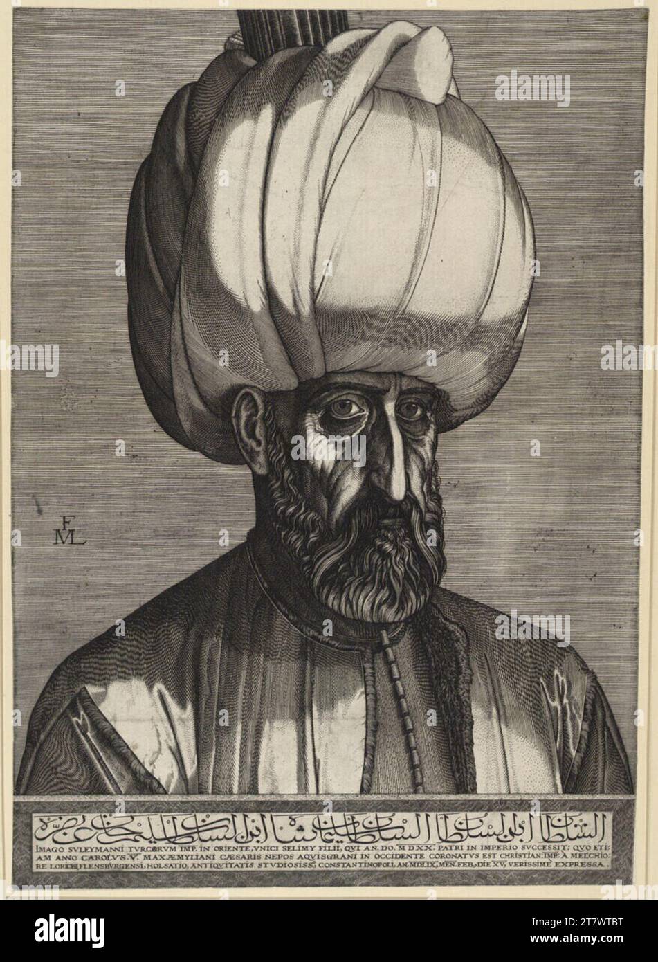 Melchior Lorch Sultan Suleiman I... Stampa in rame 1559 , 1559 Foto Stock
