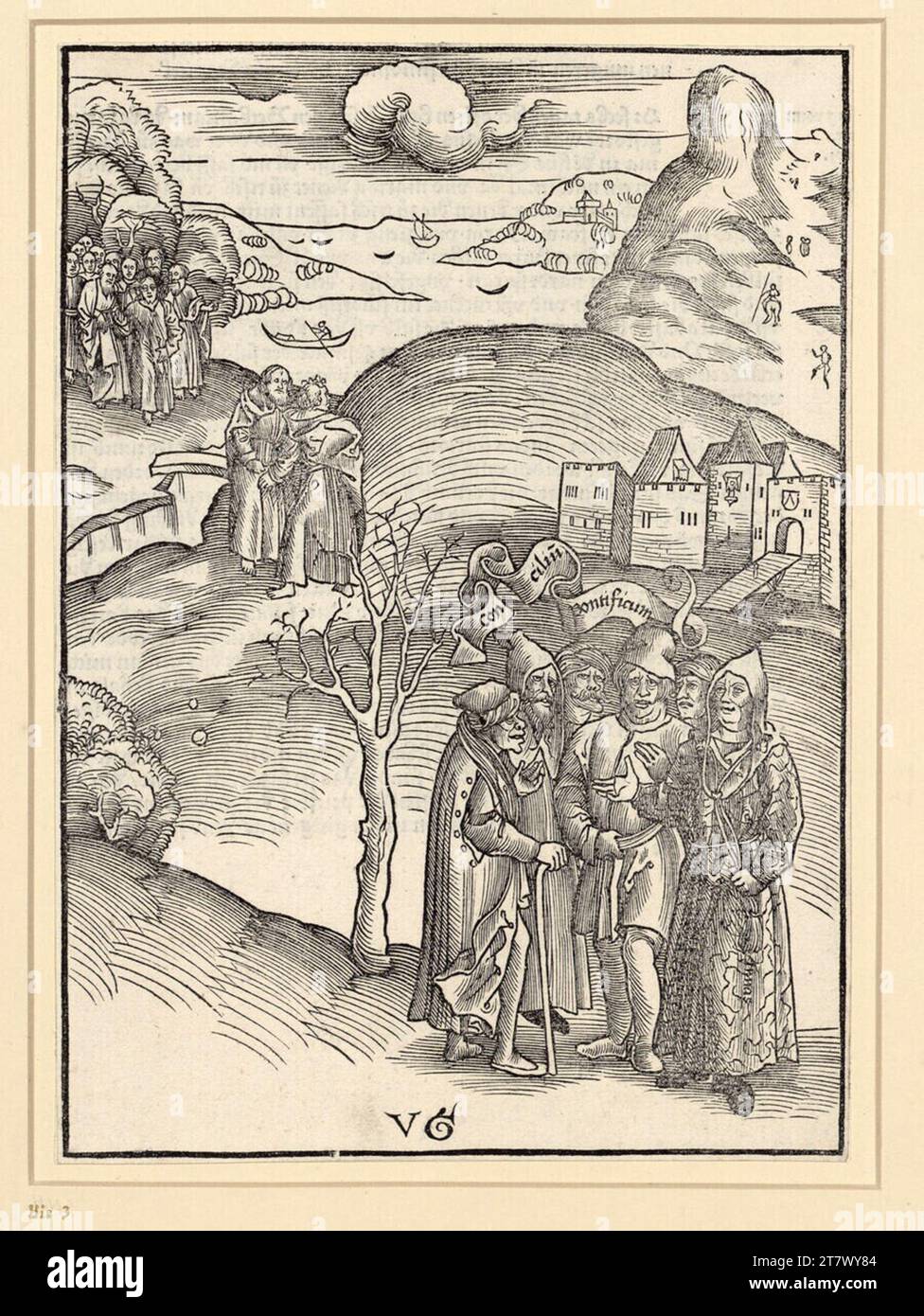 Urs Graf d. Ä. I sommi sacerdoti e i farisei consigliano su come uccidere Cristo. Woodcut 1506 , 1506 Foto Stock