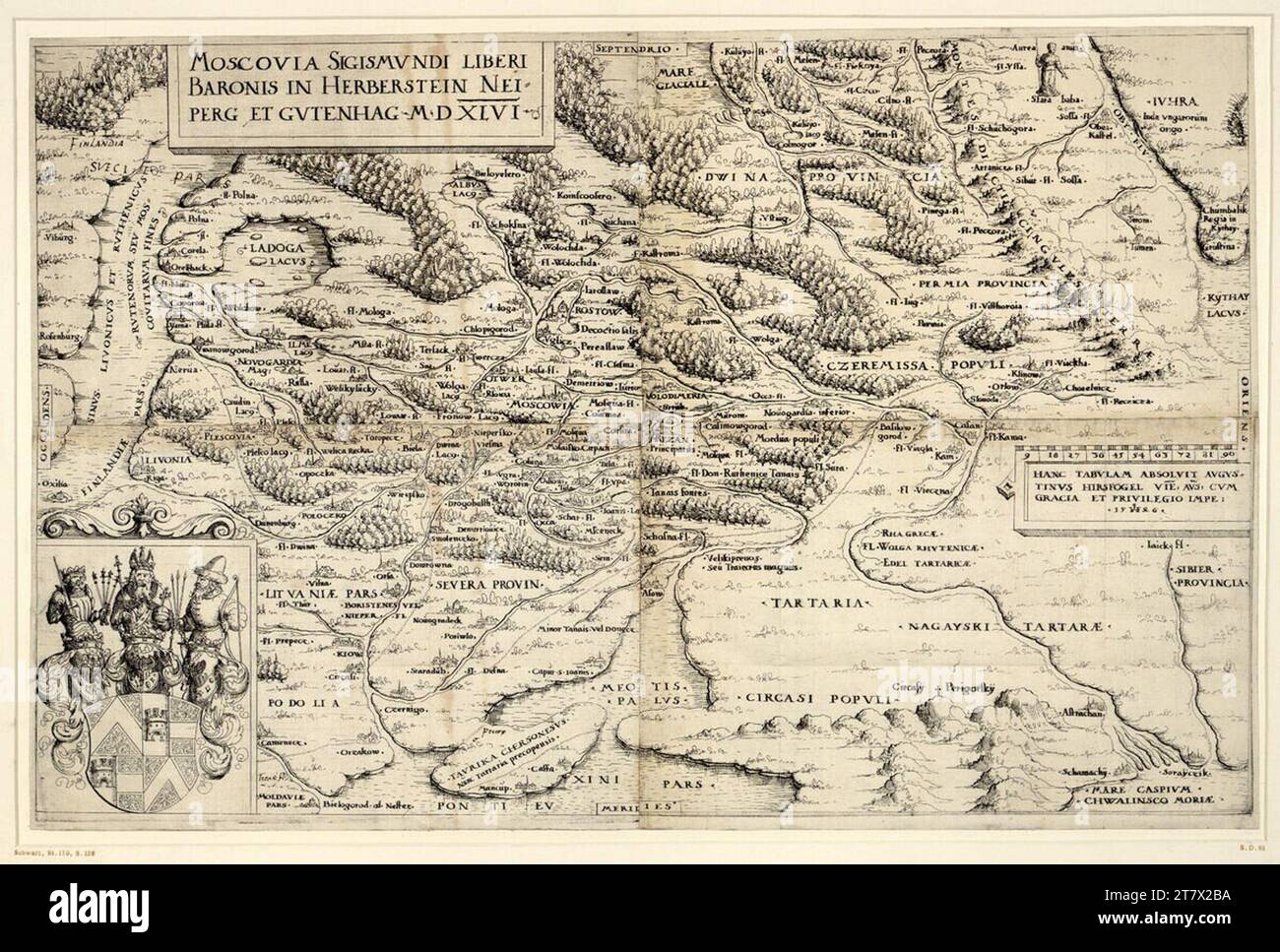 Augustin Hirschvogel Mappa della Russia. Incisione costituita da quattro piastre composite. 1546 , 1546 Foto Stock
