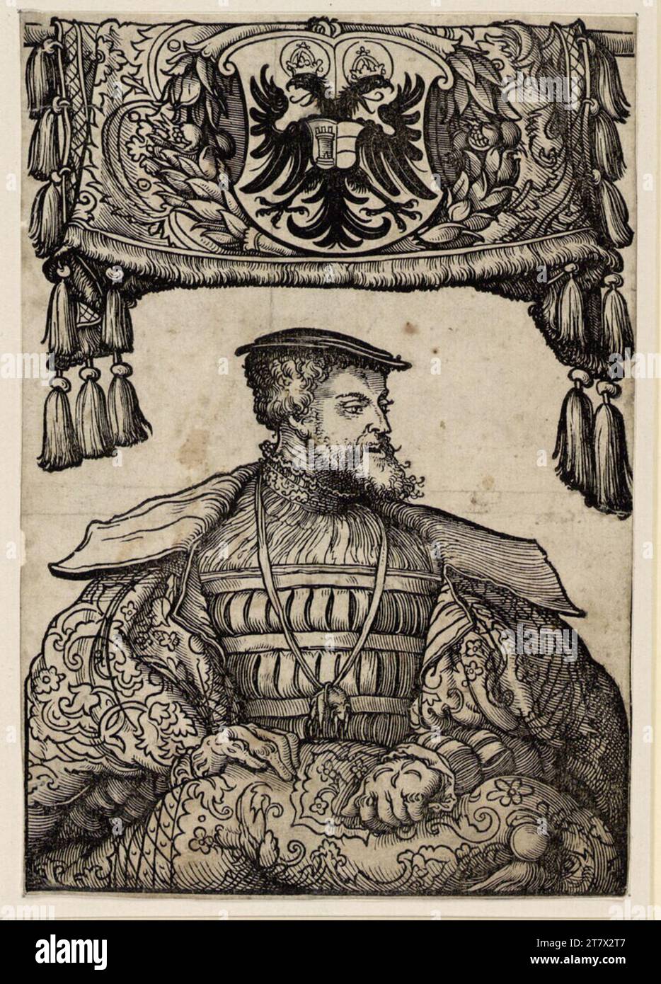 Christoph Amberger Kaiser Karl V.. Woodcut 1530 , 1530 Foto Stock