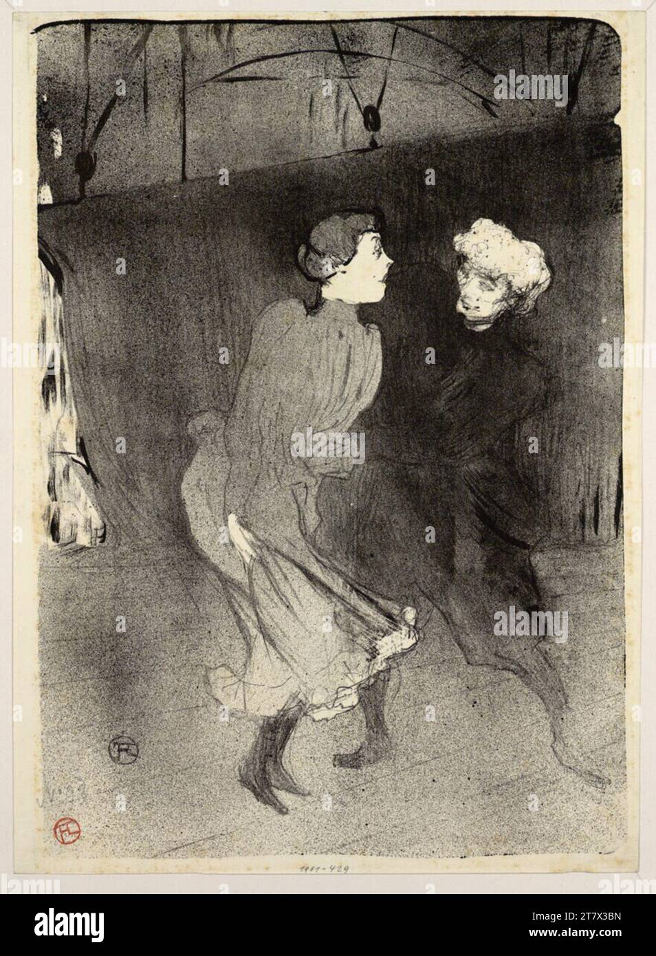 Henri de Toulouse-Lautrec prove generali presso le Folies Bergère, Emilienne d'Aleno e Mariquita. Calitografia 1893 , 1893 Foto Stock