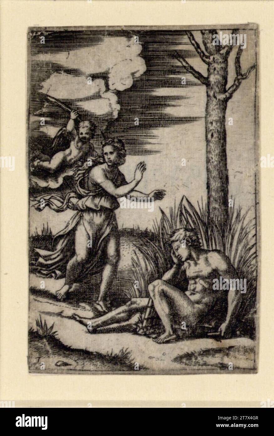 Marcantonio Raimondi Semele ed endymion (secondo Cahier). Stampa con incisione in rame intorno al 1505 - 1510 Foto Stock