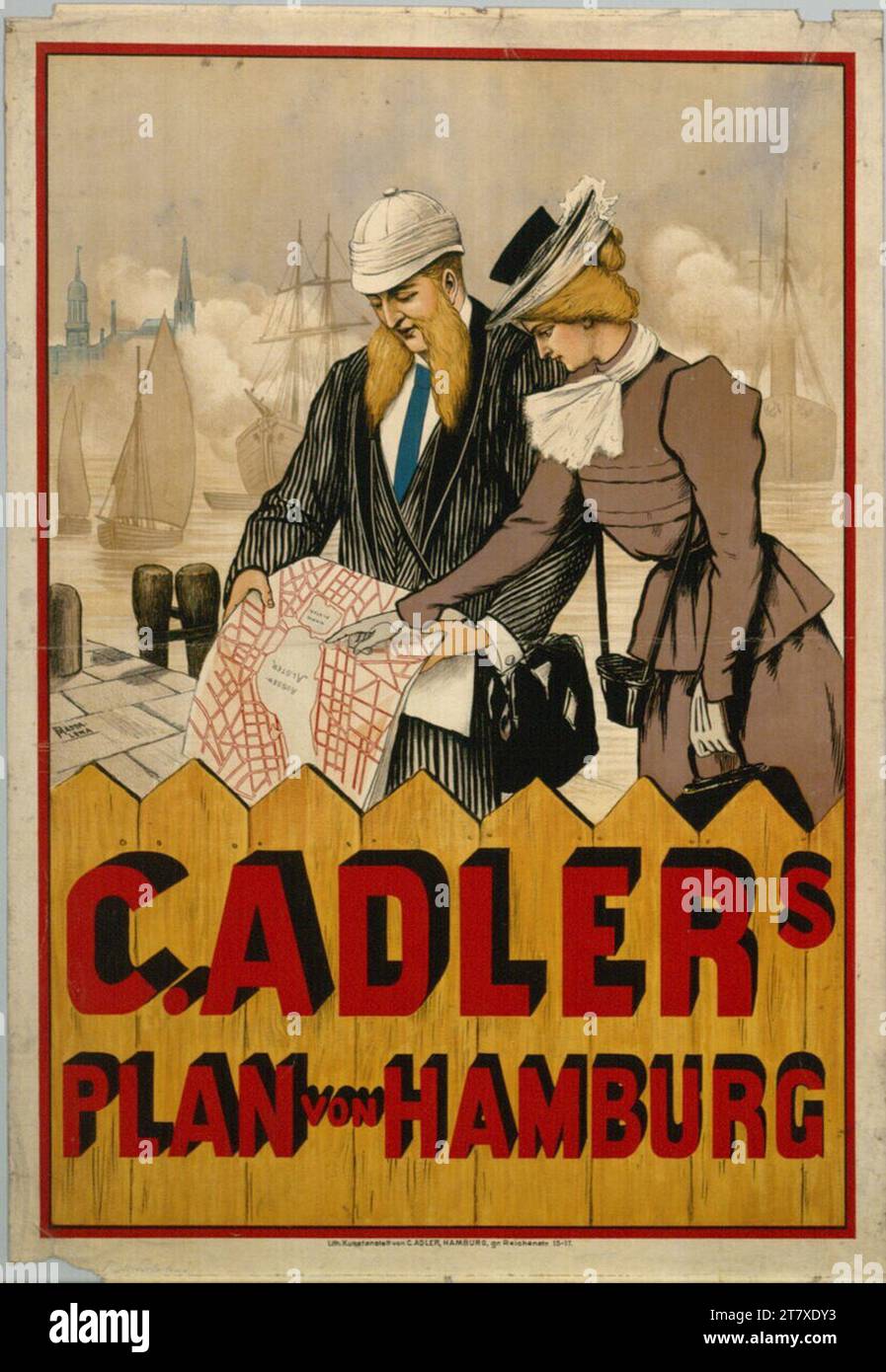 Francesco Maddalena C. Adler; piano di Amburgo. Colore 1898 , 1898 Foto Stock
