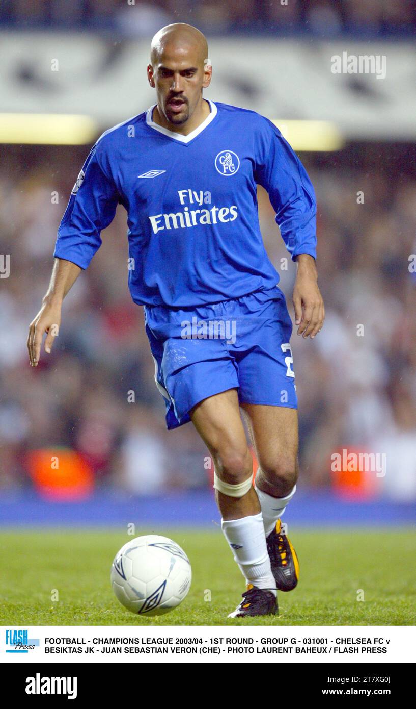 CALCIO - CHAMPIONS LEAGUE 2003/04 - 1° TURNO - GRUPPO G - 031001 - CHELSEA FC CONTRO BESIKTAS JK - JUAN SEBASTIAN VERON (CHE) - FOTO LAURENT BAHEUX / FLASH PRESS Foto Stock