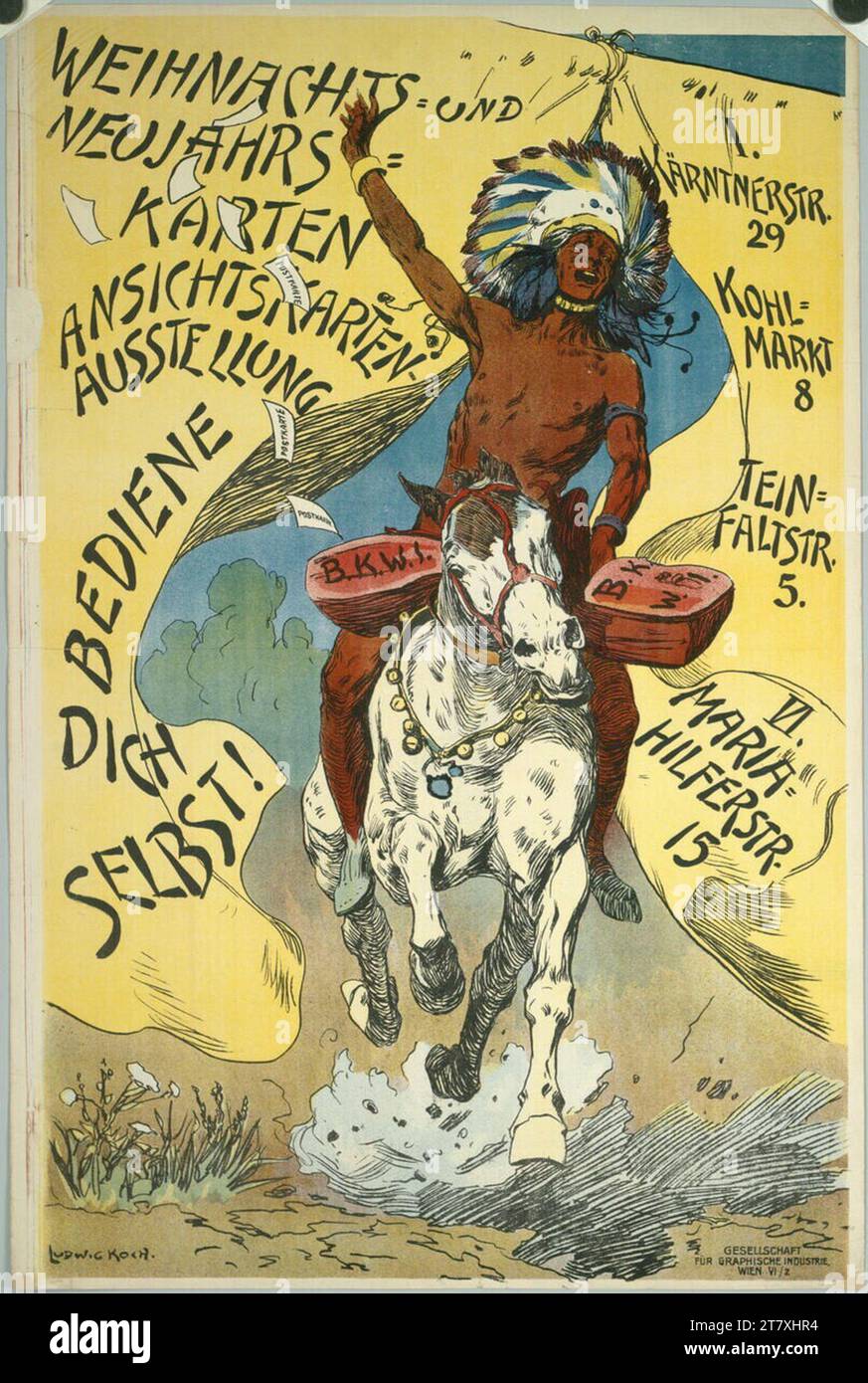 Mappe di Natale e Capodanno di Ludwig Koch - mostra di cartoline postali "Use Yourself!". Colore intorno a 1910 Foto Stock