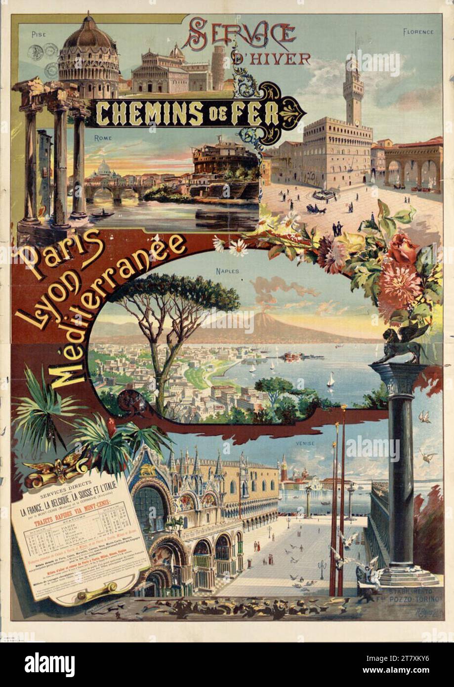 Carlo Cussetti servizio invernale; Parigi Lione Mediterranee. Colore intorno a 1900 Foto Stock