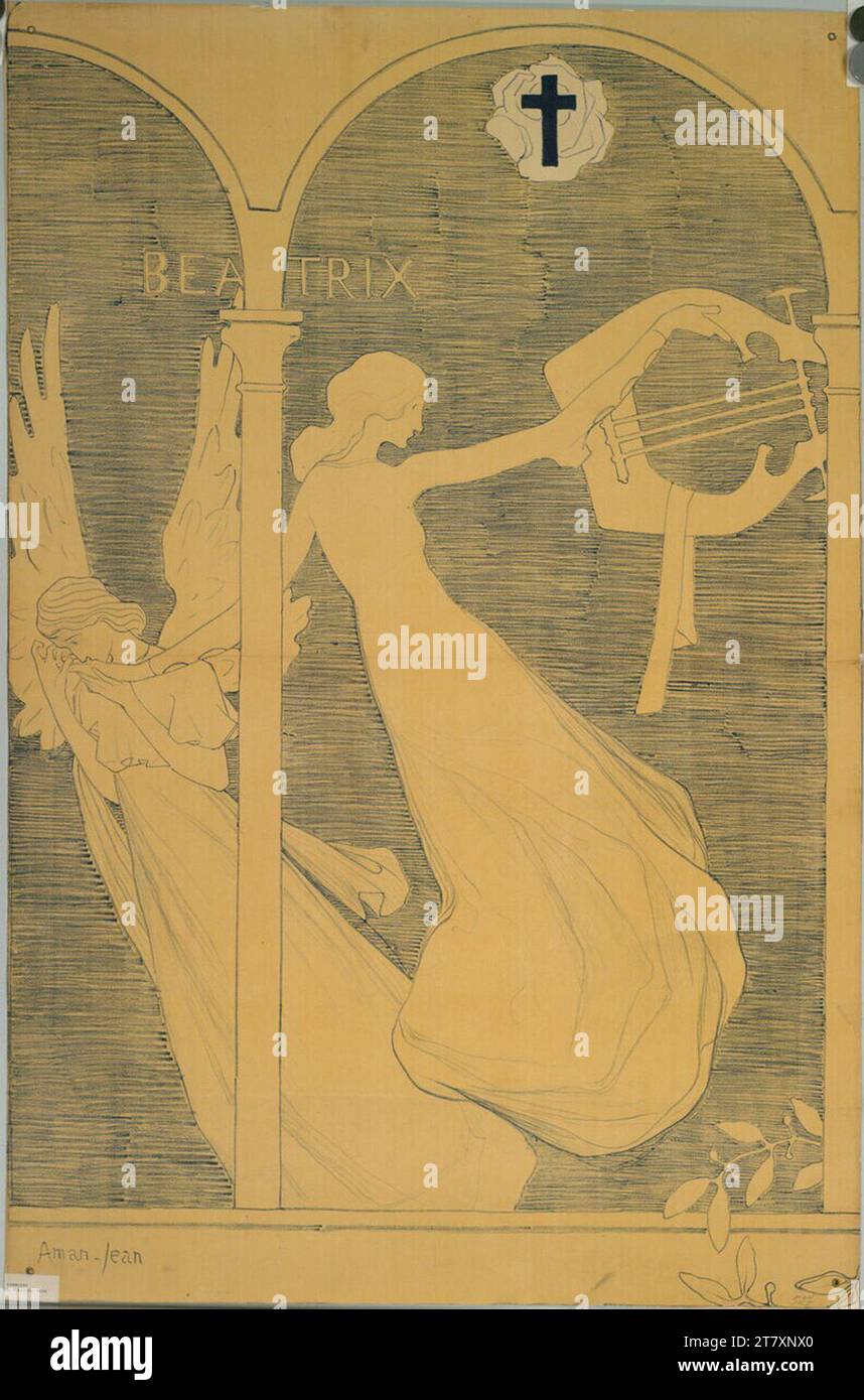 Edmond Aman-Jean Beatrix (poster per la seconda mostra del Salon de la Rose Croix). Kreidelitography; Blue 1893 , 1893 Foto Stock