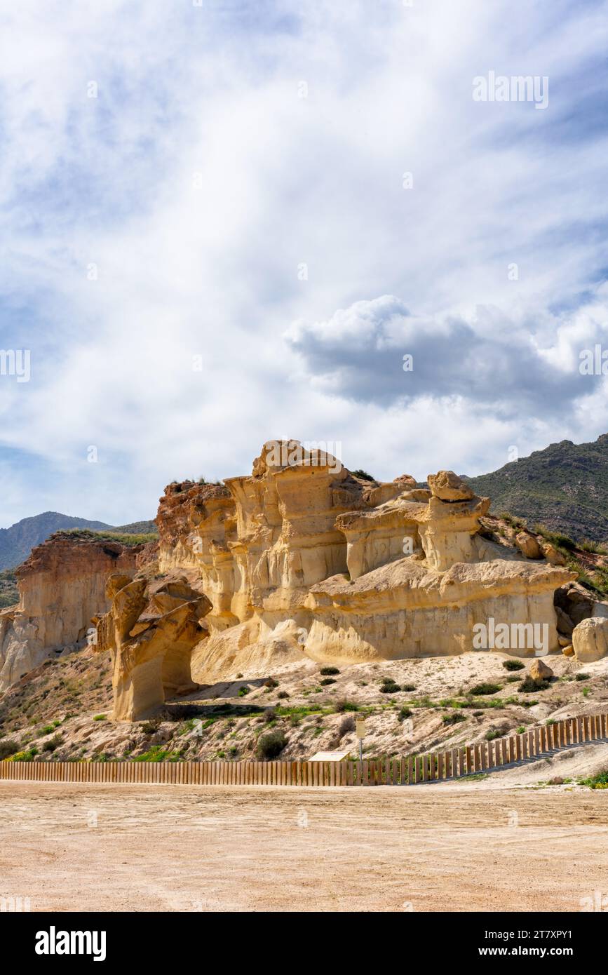 Bolnuevo Enchanted City ha eroso le formazioni di arenaria, Murcia, Spagna, Europa Foto Stock