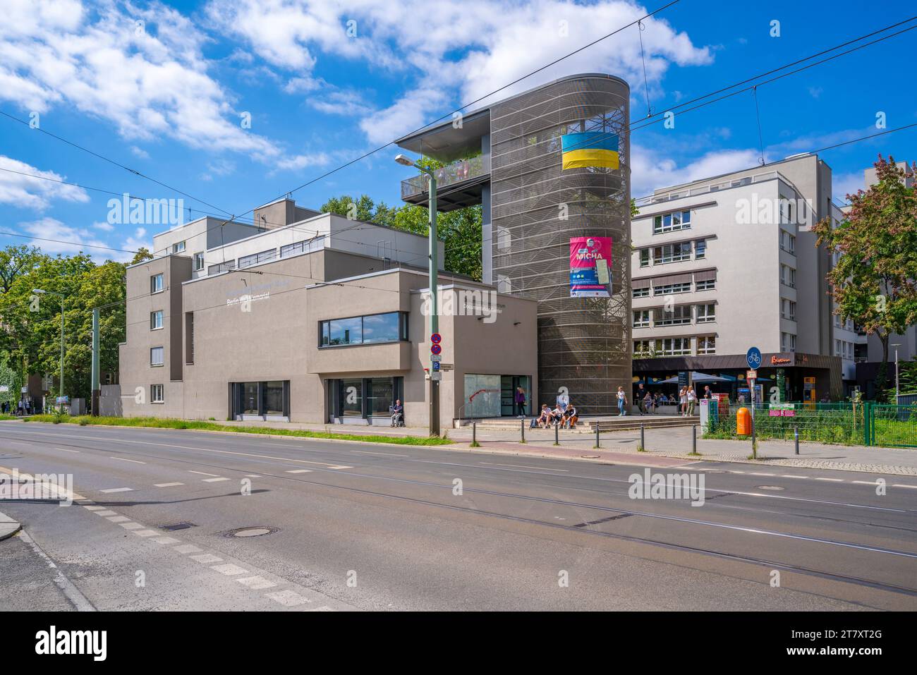 Veduta del Memoriale del muro di Berlino, del Memorial Park, di Bernauer Strasse, di Berlino, Germania, Europa Foto Stock