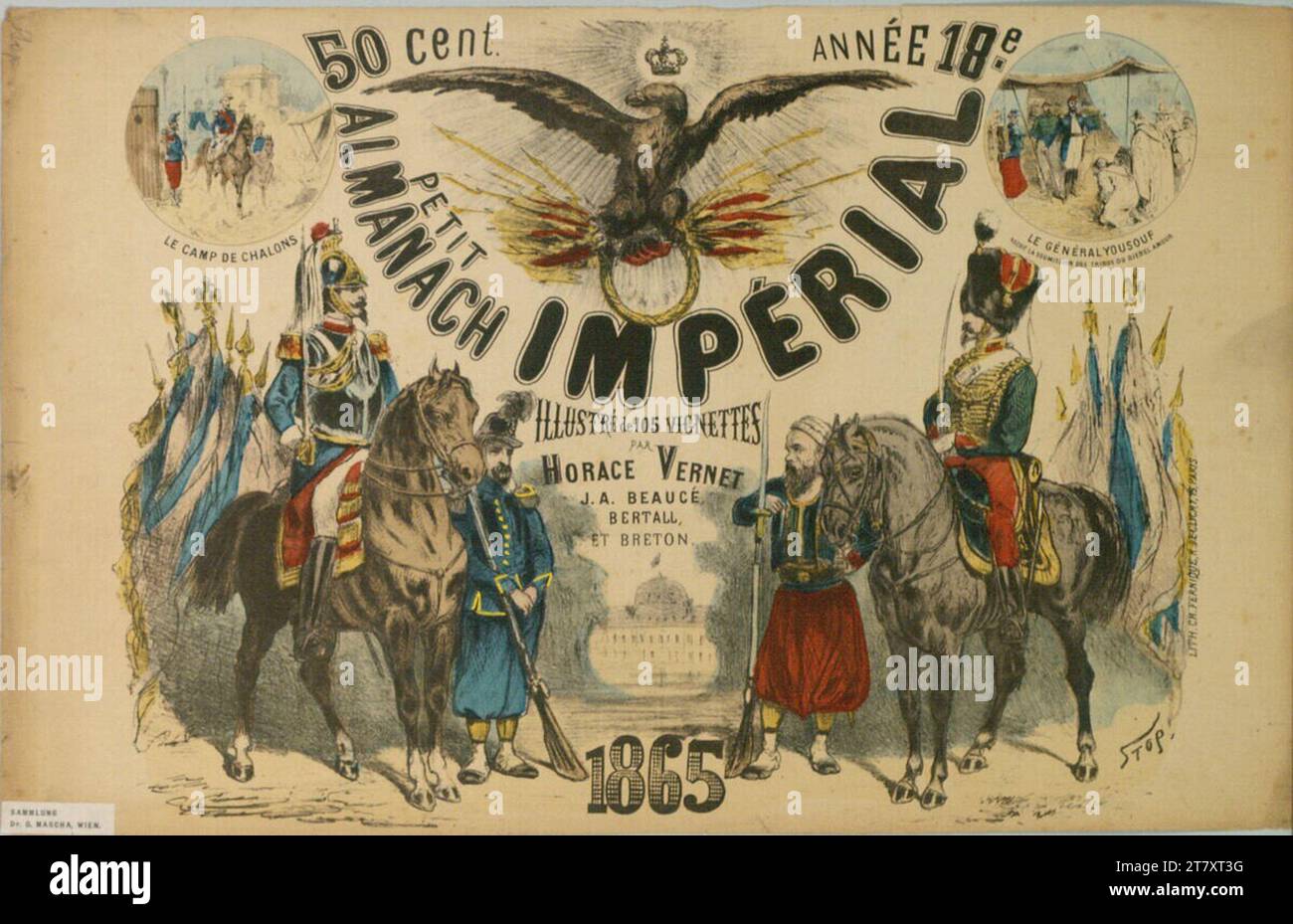 Fermata Small Imperial Almanac 1865. Kreidelitography; colorato a mano; gouache 1865 , 1865 Foto Stock