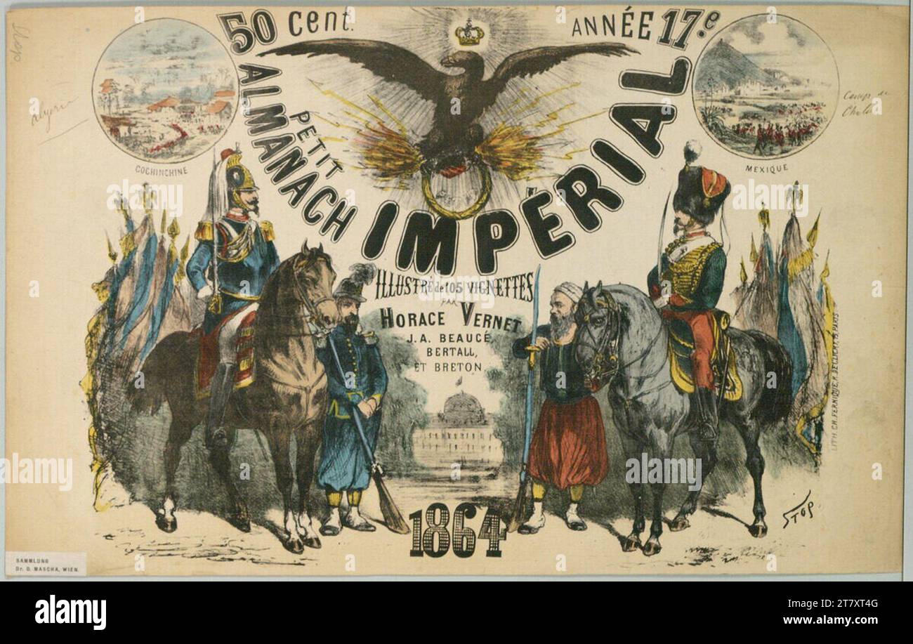Fermata Small Imperial Almanac 1864. Kreidelitography; colorato a mano; gouache 1864 , 1864 Foto Stock