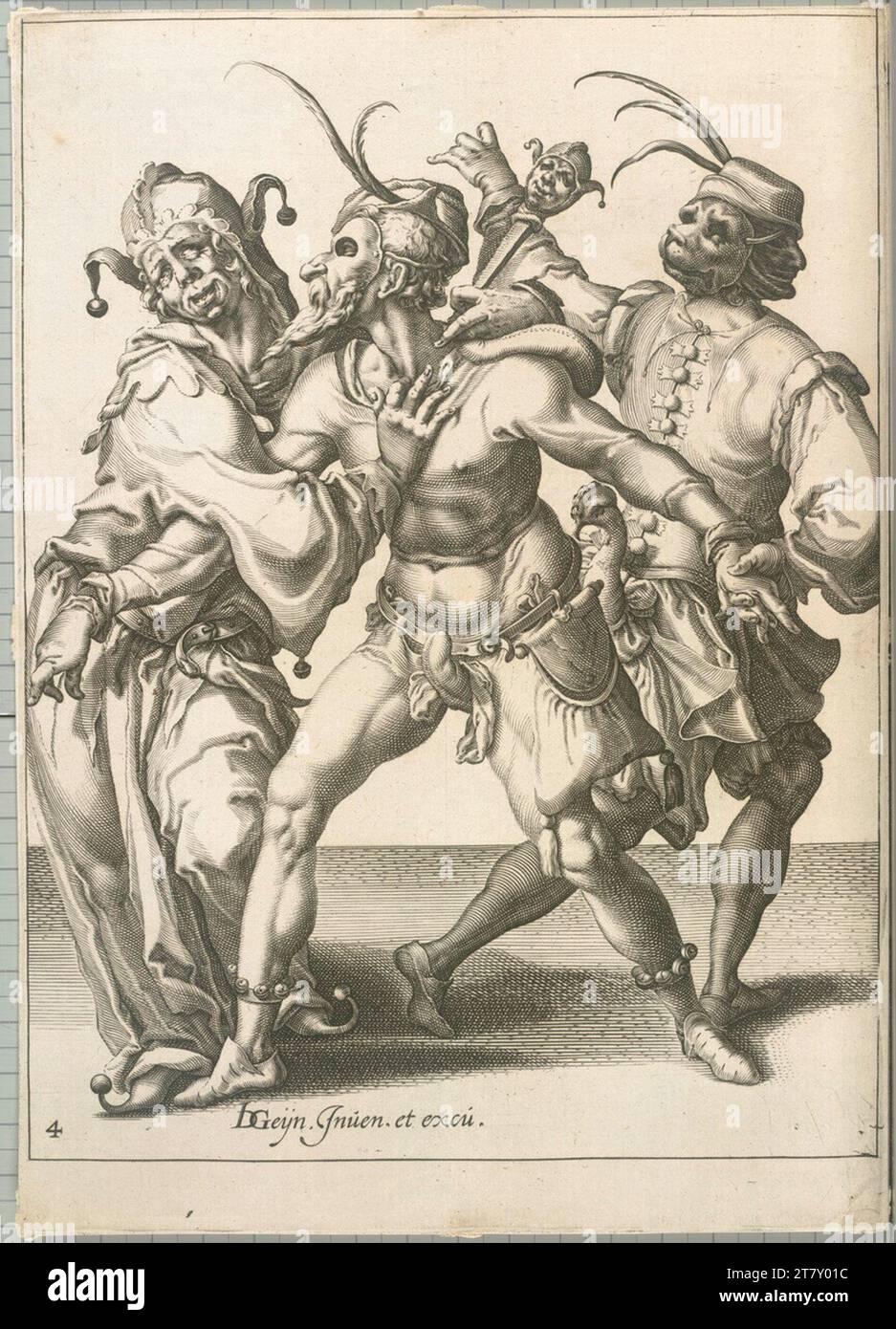 Jacob de Gheyn II Figure mascherate 4. Stampa con incisione in rame Foto Stock