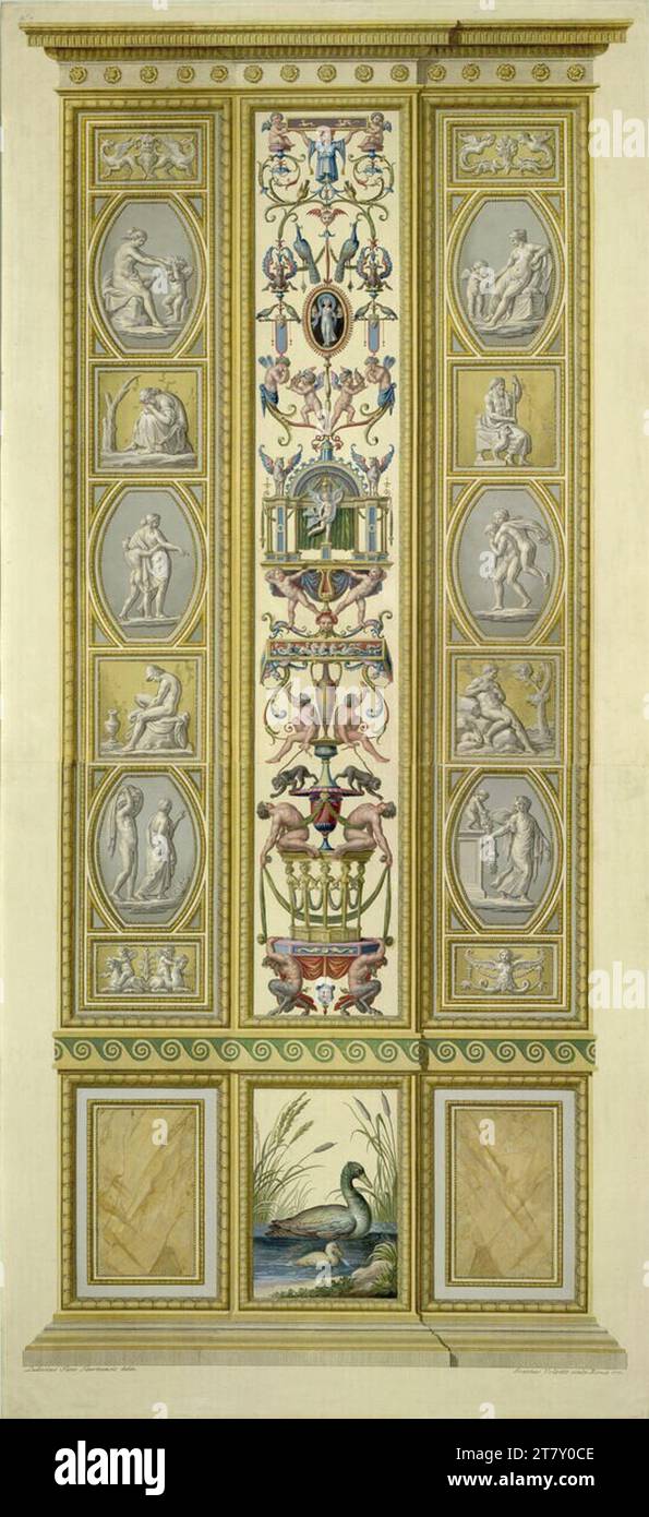 Giovanni Volpato (incisore) Logge di Raffaello in Vaticano: Pilastro (anatre). Incisione in rame, colorata 1775 , 1775 Foto Stock