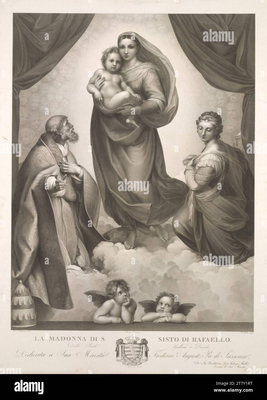 Johann Friedrich Wilhelm Müller (incisore) la Madonna Sistina. Stampa in rame 1816 , 1816 Foto Stock