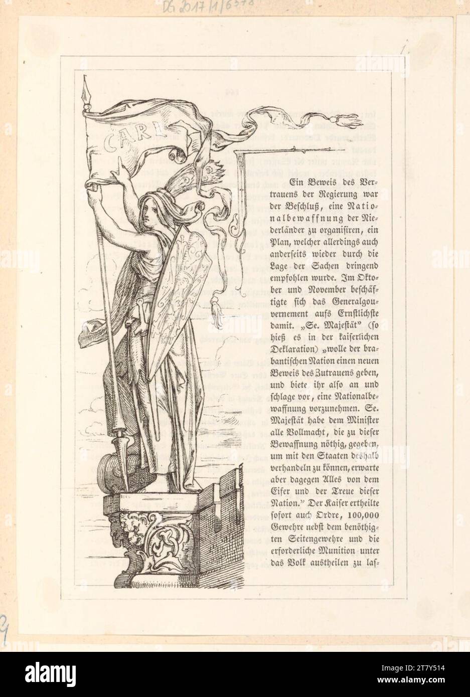 Moritz von Schwind (Zeichner_in der Vorlage) Duller, Eduard: Arciduca Carlo d'Austria (illustrazione del libro). Cuciture in legno 1847 , 1847 Foto Stock