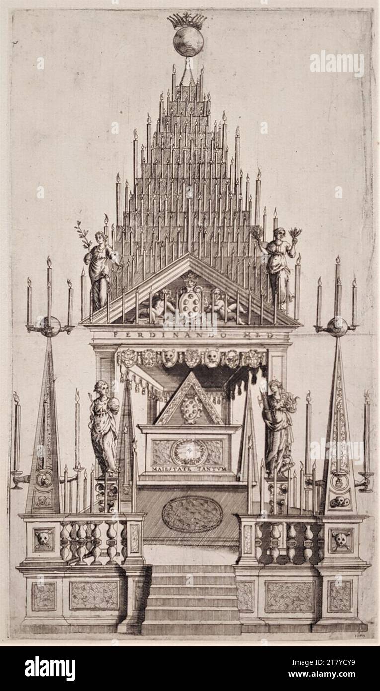 Anonym Fundle per Ferdinand io Granduca di Toscana nella Chiesa di S. Maria Gloriosa dei Frari il 26 maggio 1609. Incisione su carta 1609 , 1609 Foto Stock