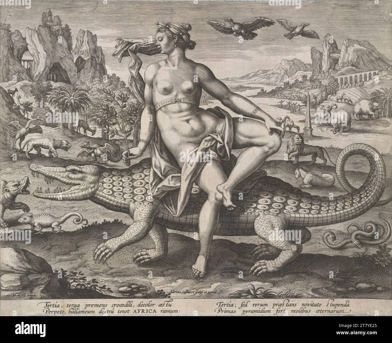 Adriaen Collaert Africa. Stampa con incisione in rame Foto Stock