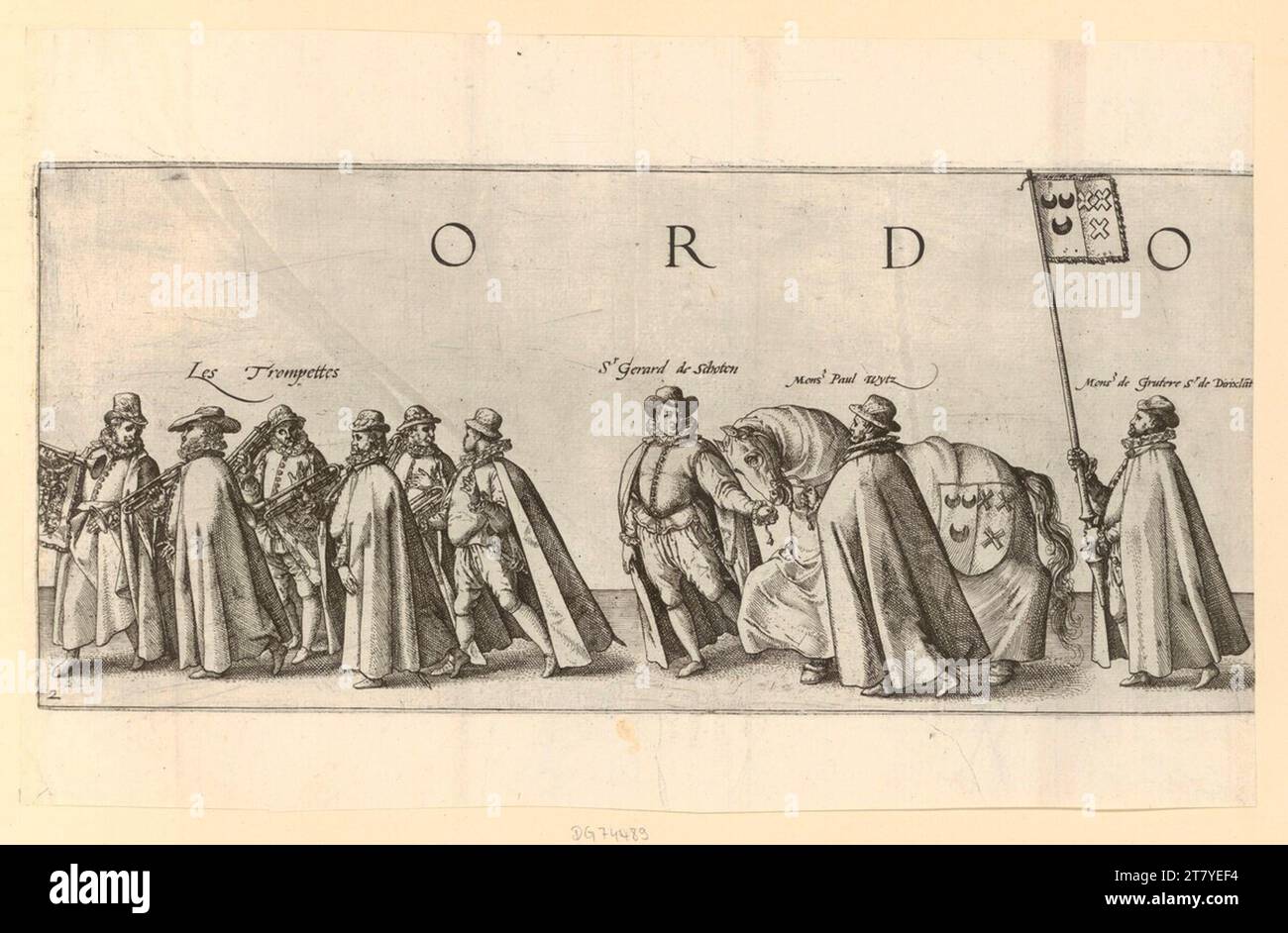 Hendrick Goltzius (an der Entstehung Beteiligte r) processione funebre William von Oranien, secondo piatto. Stampa in rame 1584 , 1584 Foto Stock